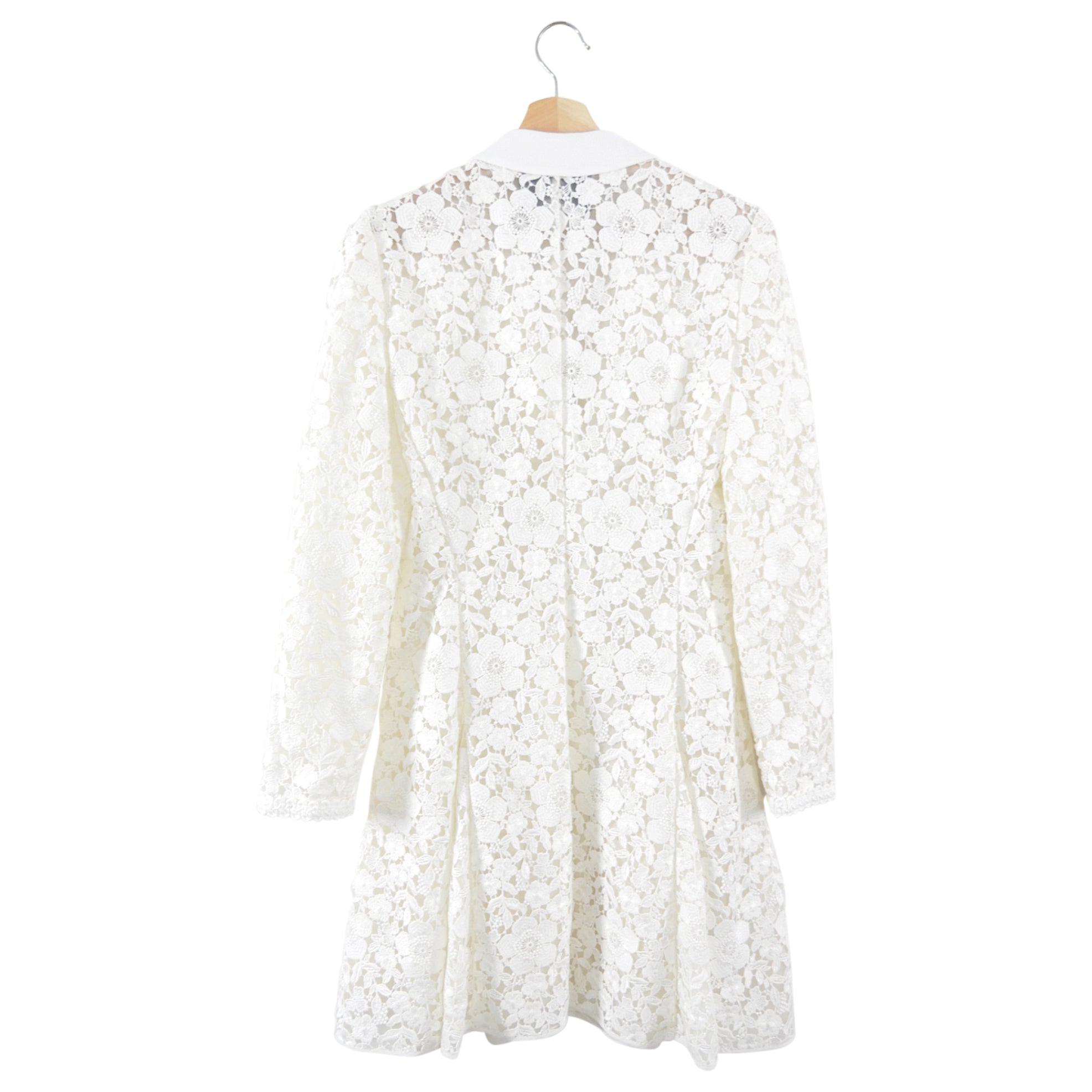 Giambattista Valli White Guipure Floral Lace Dress Coat - IT44 / 8
