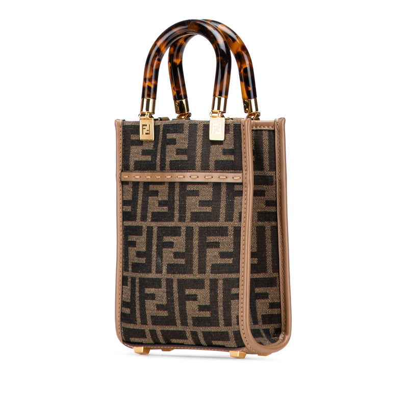 Fendi Zucca Canvas Leather 2way Shoulder Bag Handbag