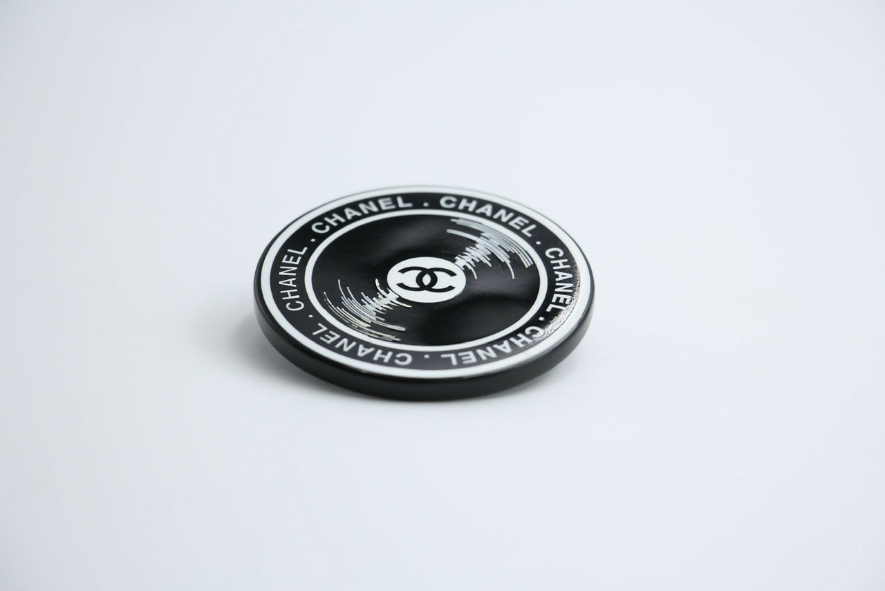 Chanel Vintage 04P Resin Black Disc Dynamic Brooch