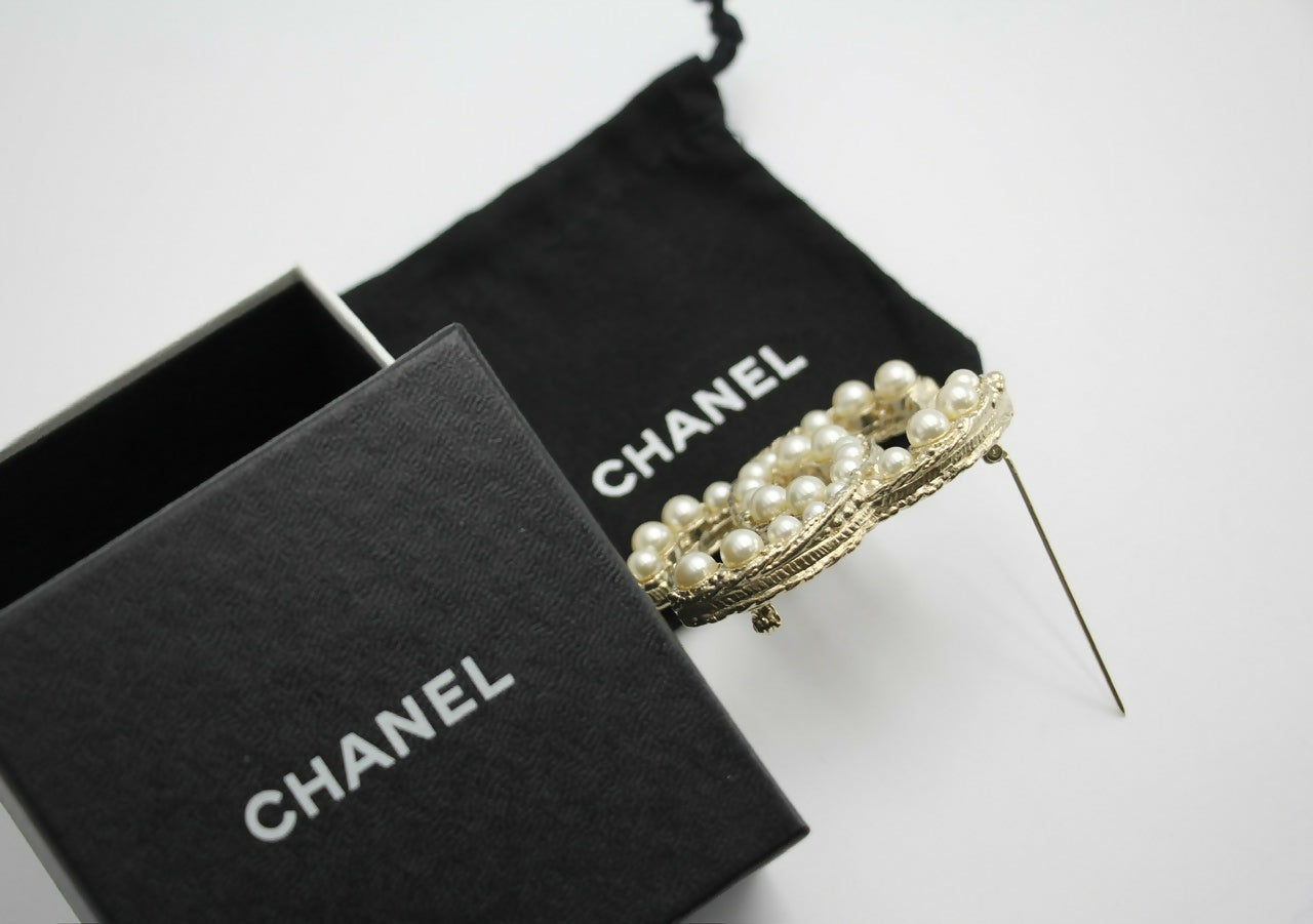 Chanel A13C Enamel Yellow Glitter CC Brooch