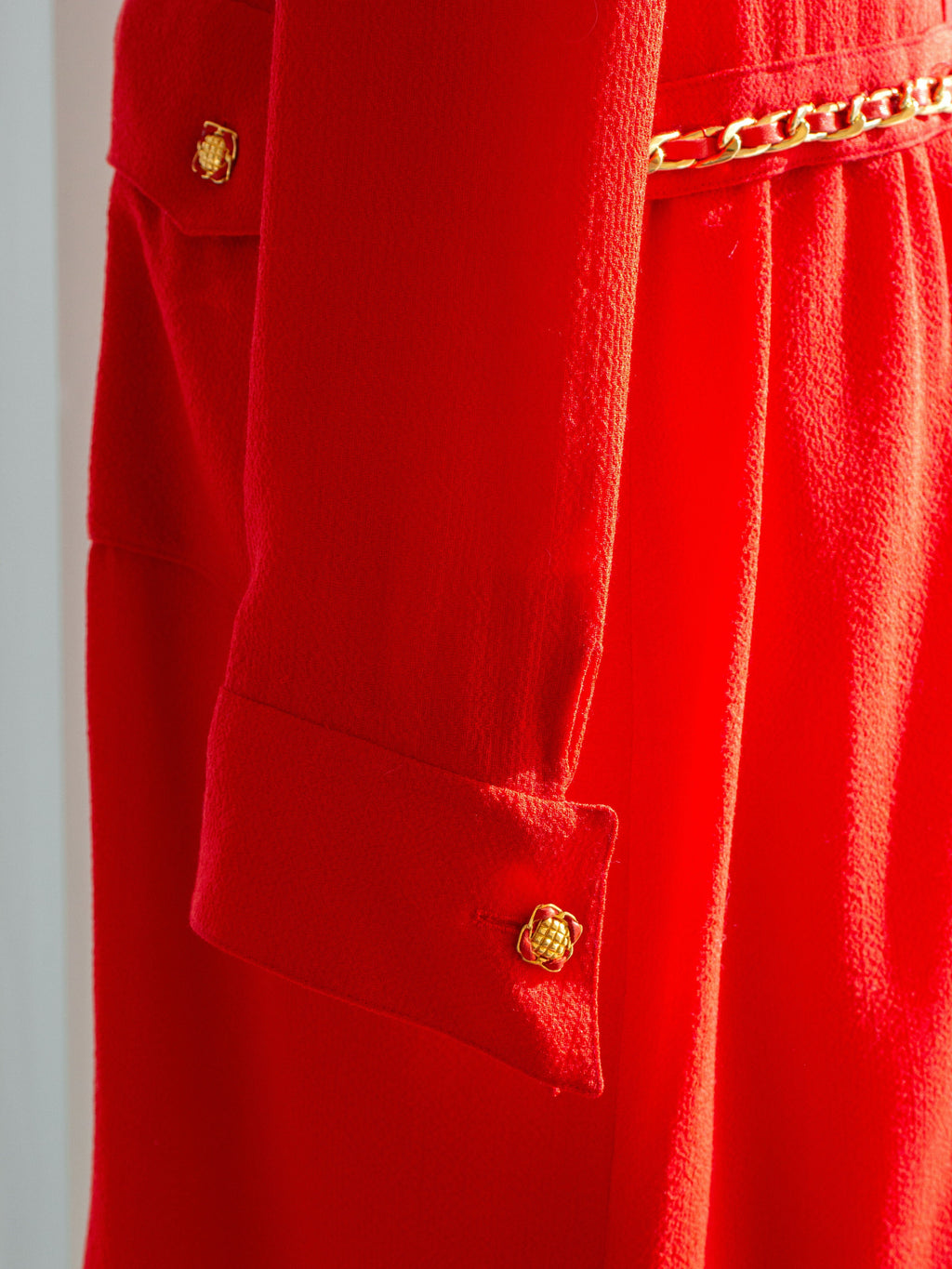 Chanel Vintage Haute Couture Fall/Winter 1988 Red Gold Chain Dress