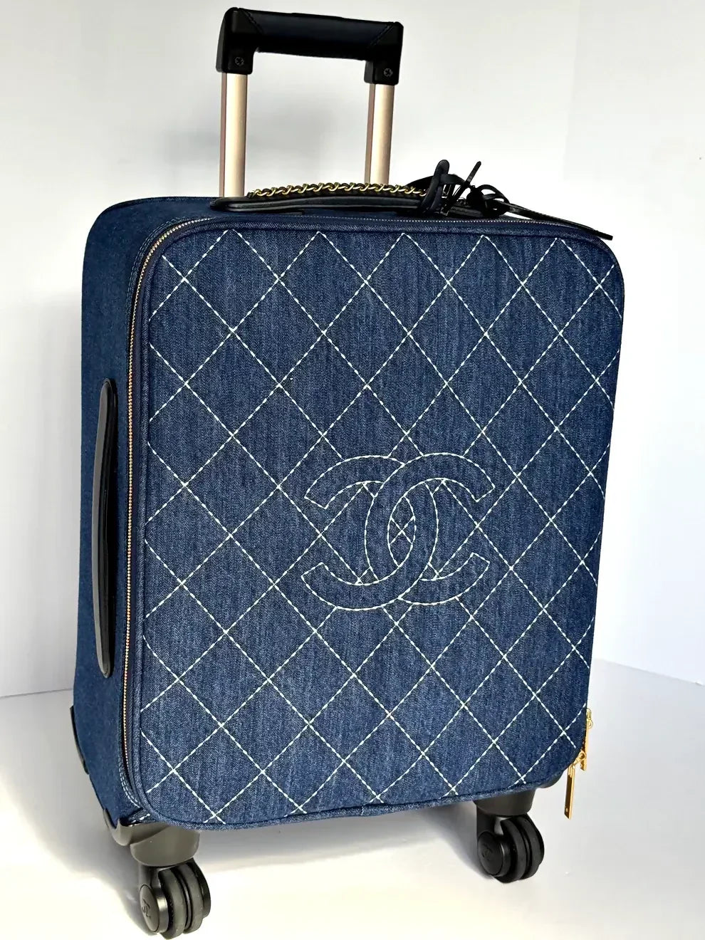 Chanel 20C Blue Quilted Denim Trolley