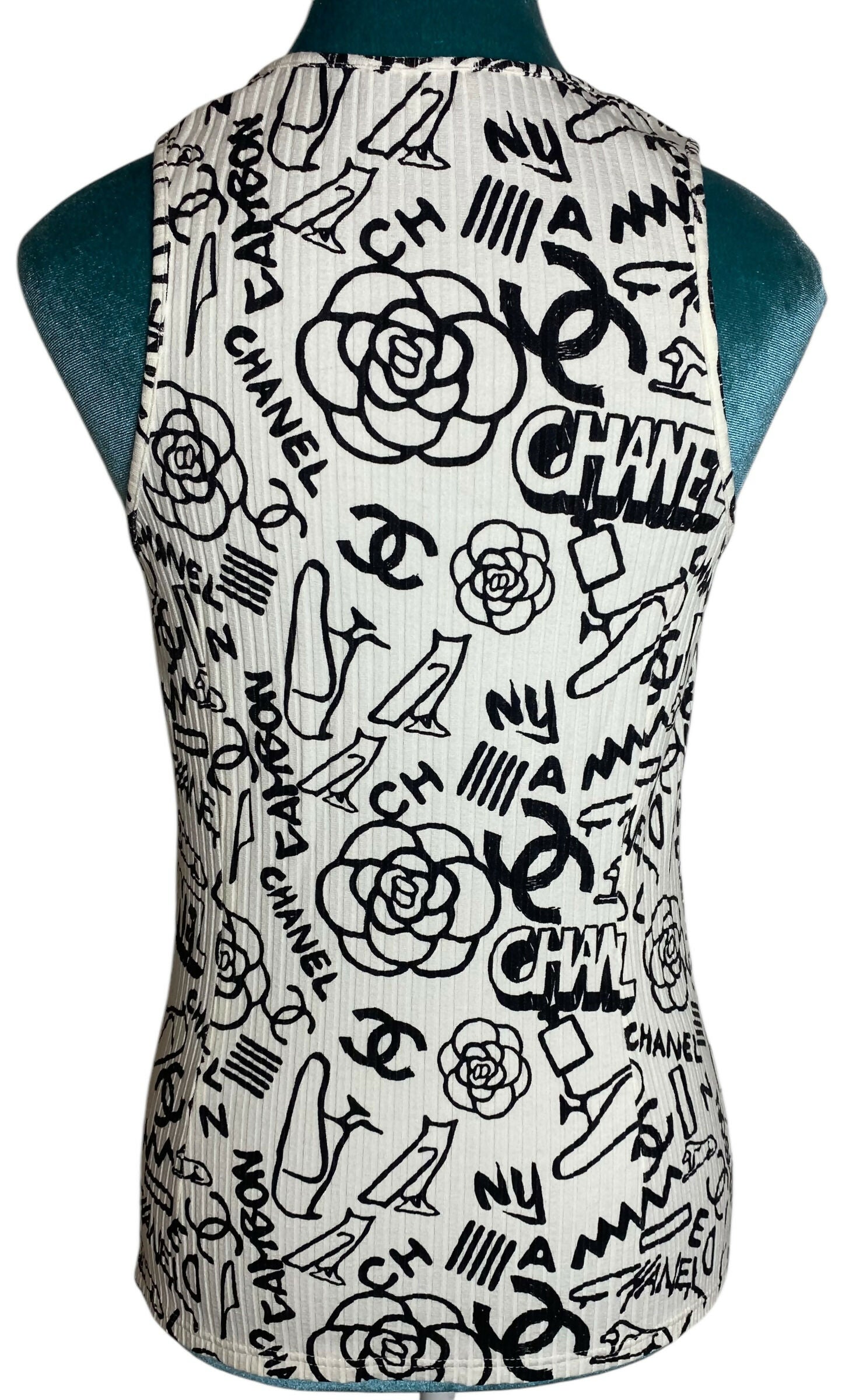 Chanel 19A Paris-New York Egypt Graffiti Tank Top Size FR 36
