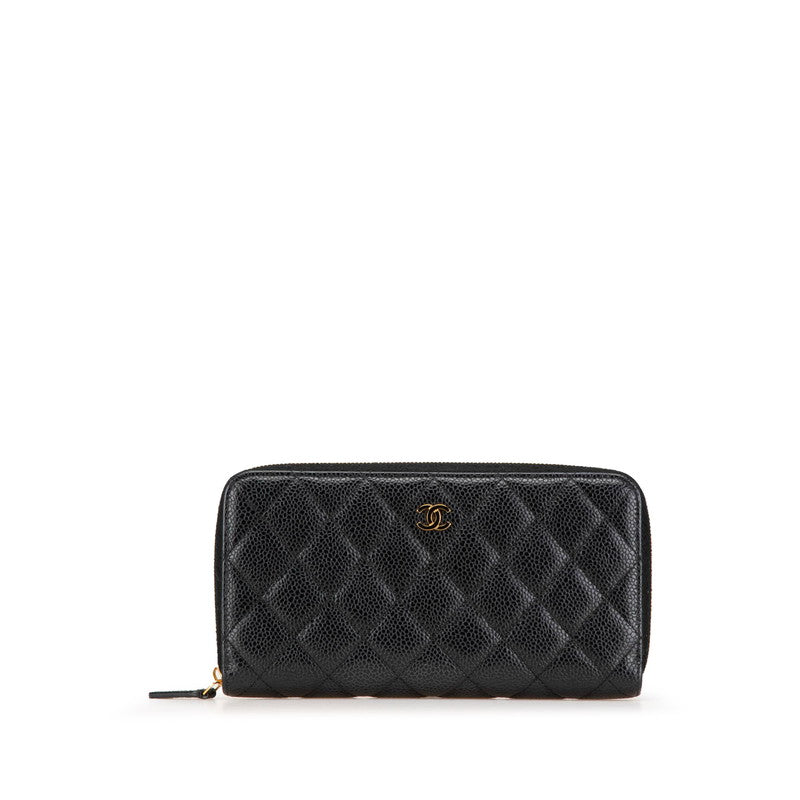 Chanel Coco Mark Matelassé Caviar Skin Long Wallet