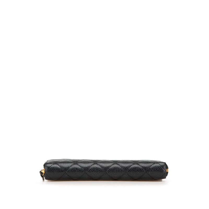 Chanel Coco Mark Matelassé Caviar Skin Long Wallet