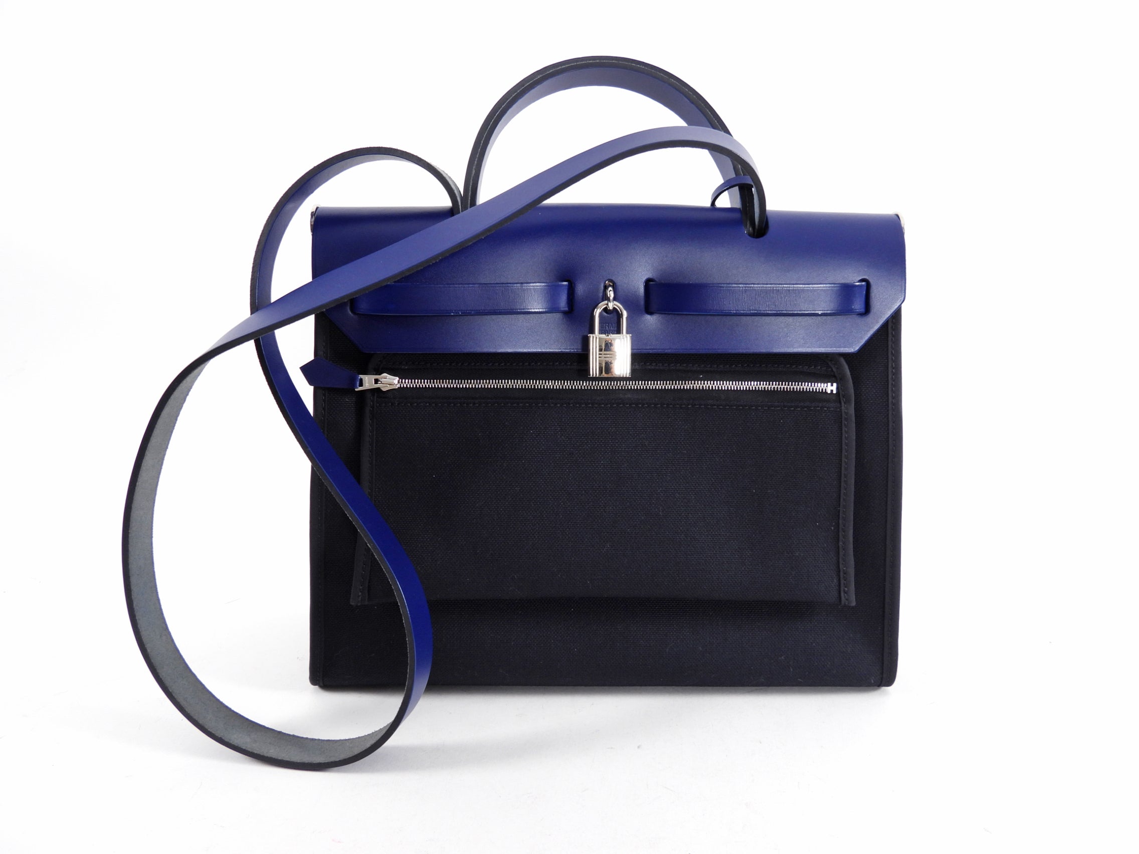 Hermes Blue and Black Herbag Zip 31