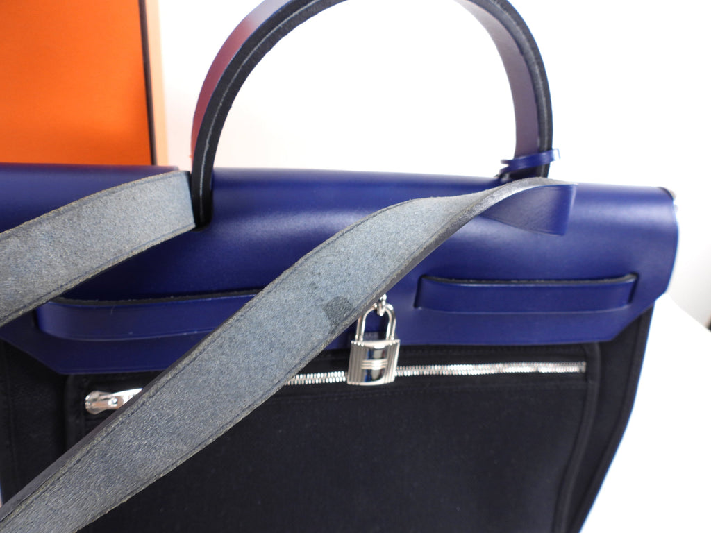 Hermes Blue and Black Herbag Zip 31