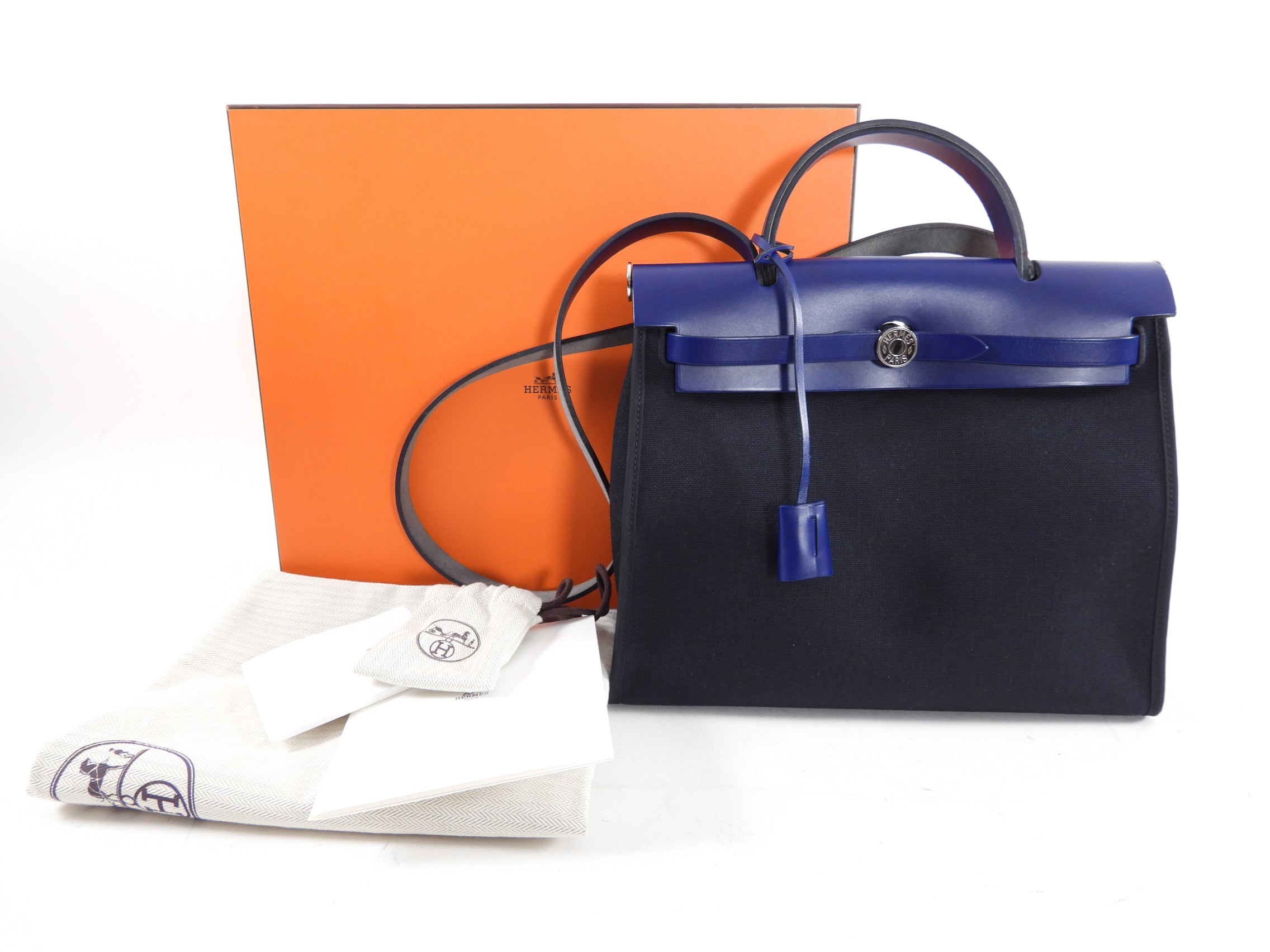 Hermes Blue and Black Herbag Zip 31