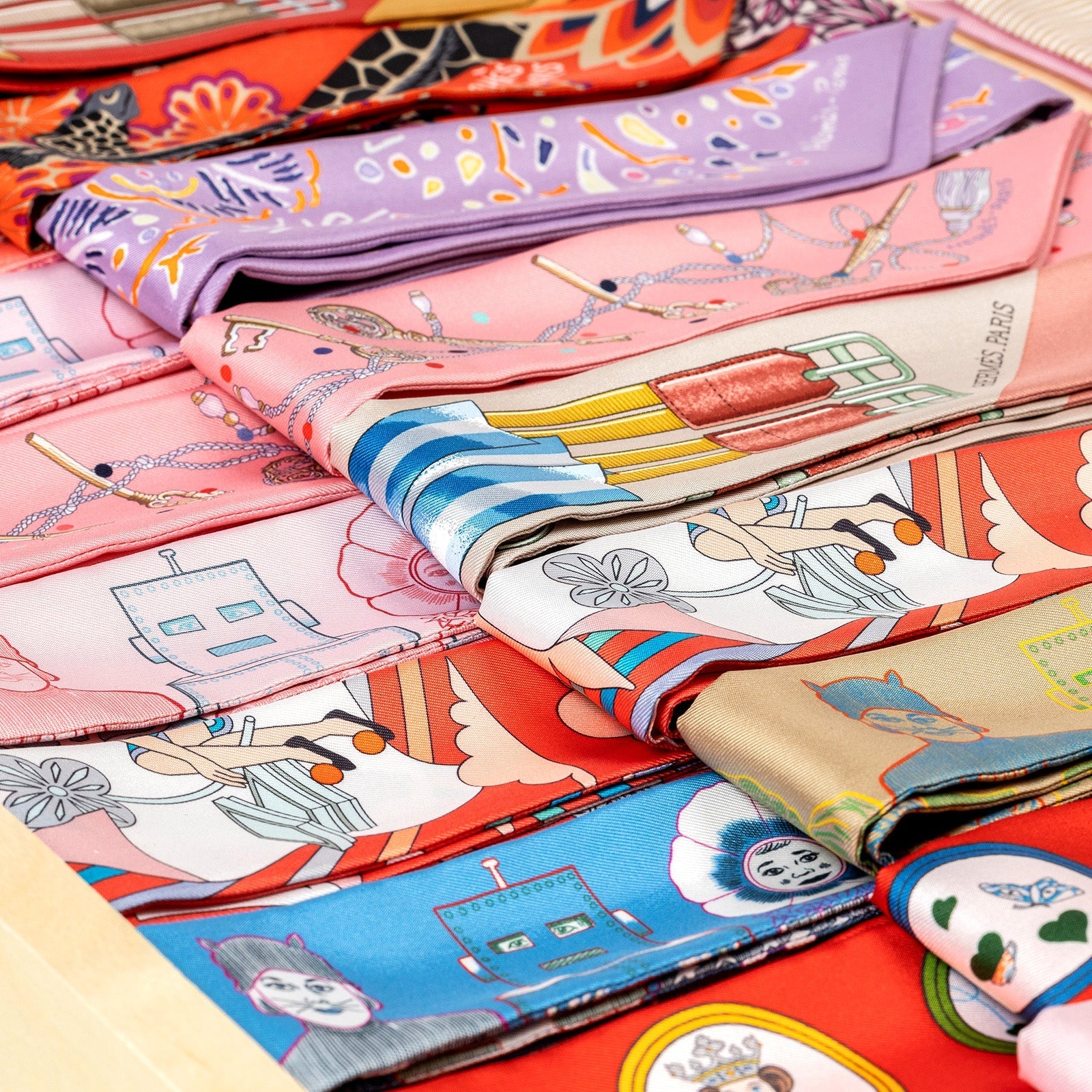 Hermes 2020's Multicolor Silk Twilly Scarves A Set of 23