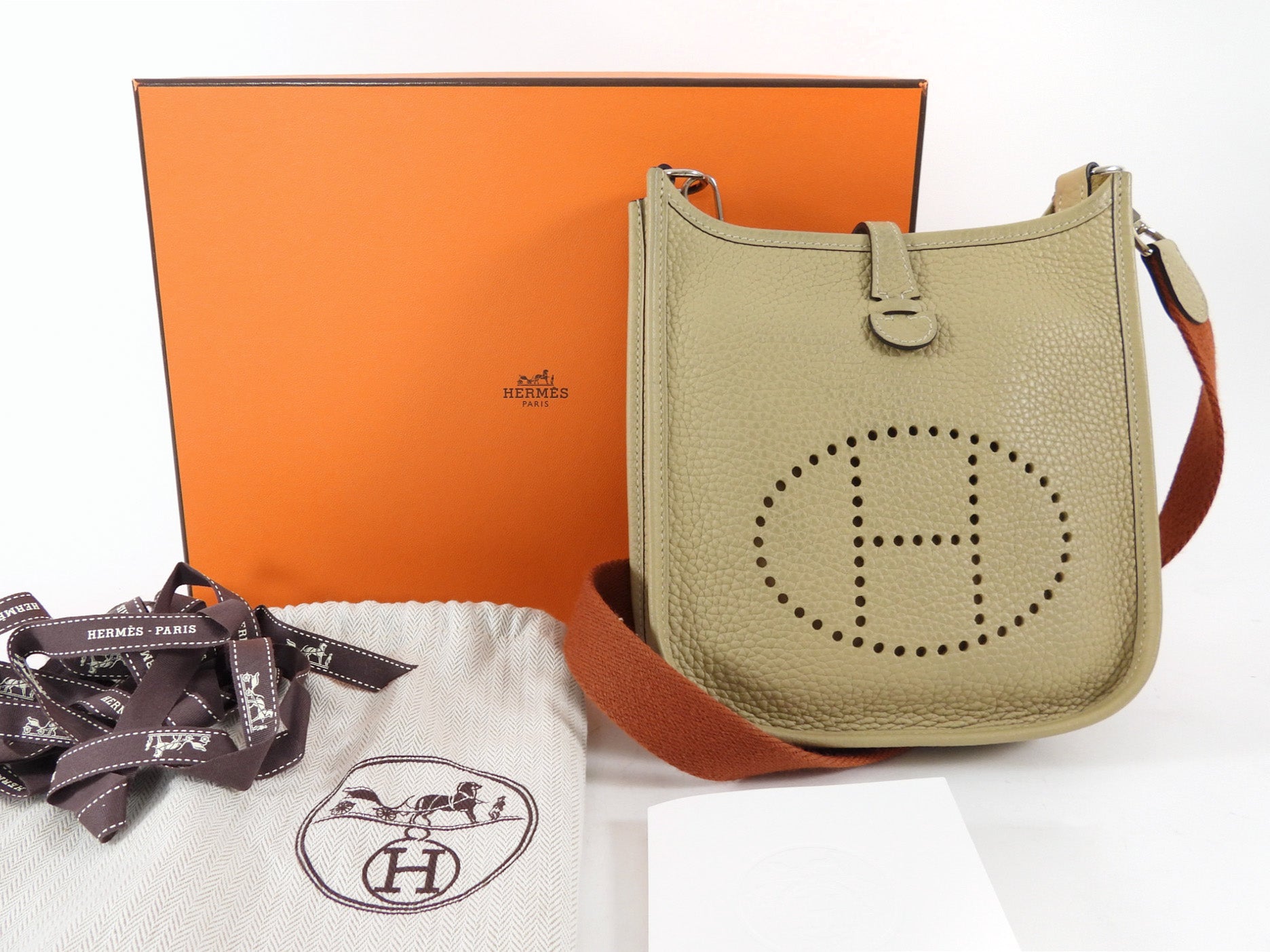 Hermes Evelyne TPM Trench / Cuivre Taurillon Clemence  Leather Crossbody Bag