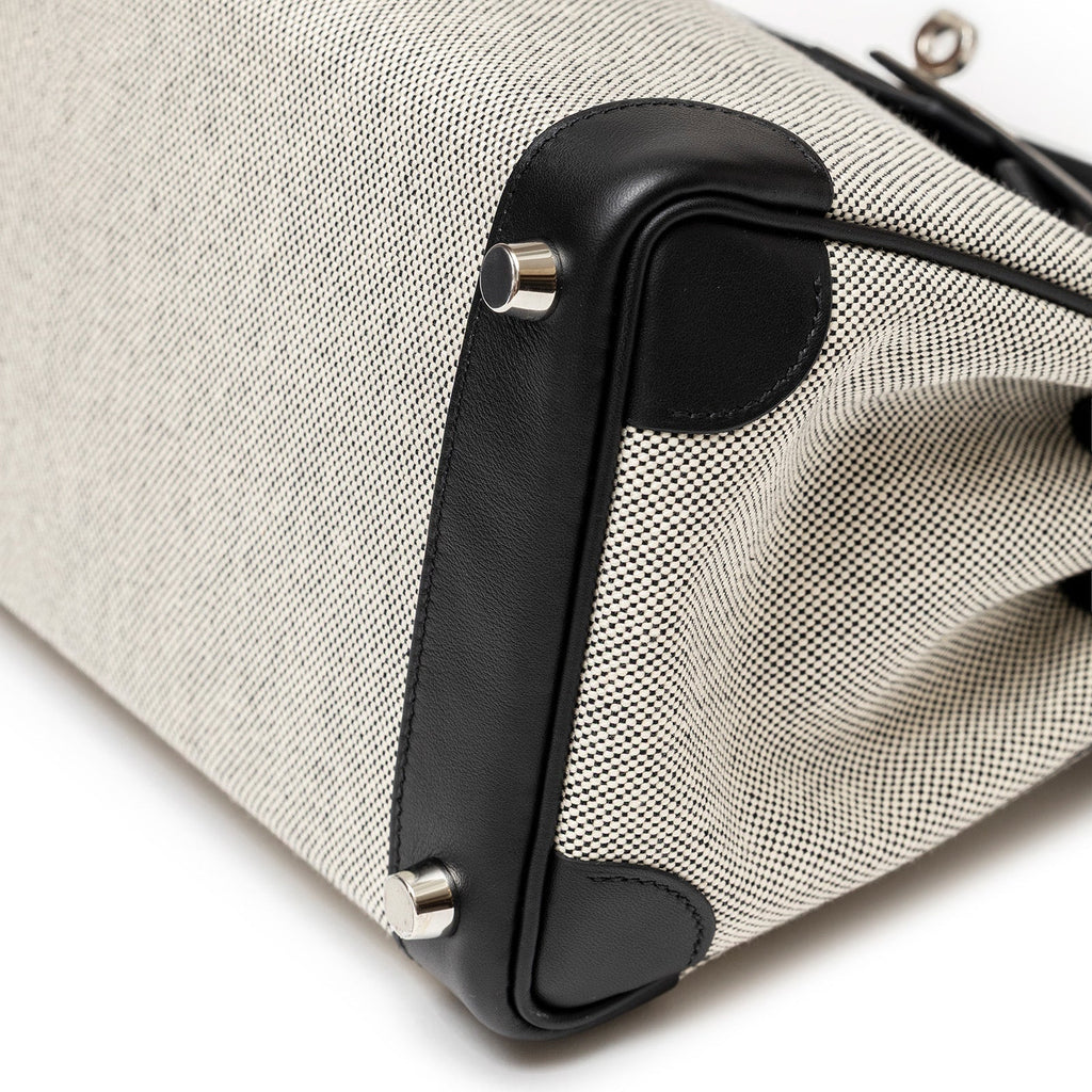 Hermès Birkin 25 Black Swift/Ecru Toile H Canvas Palladium Hardware