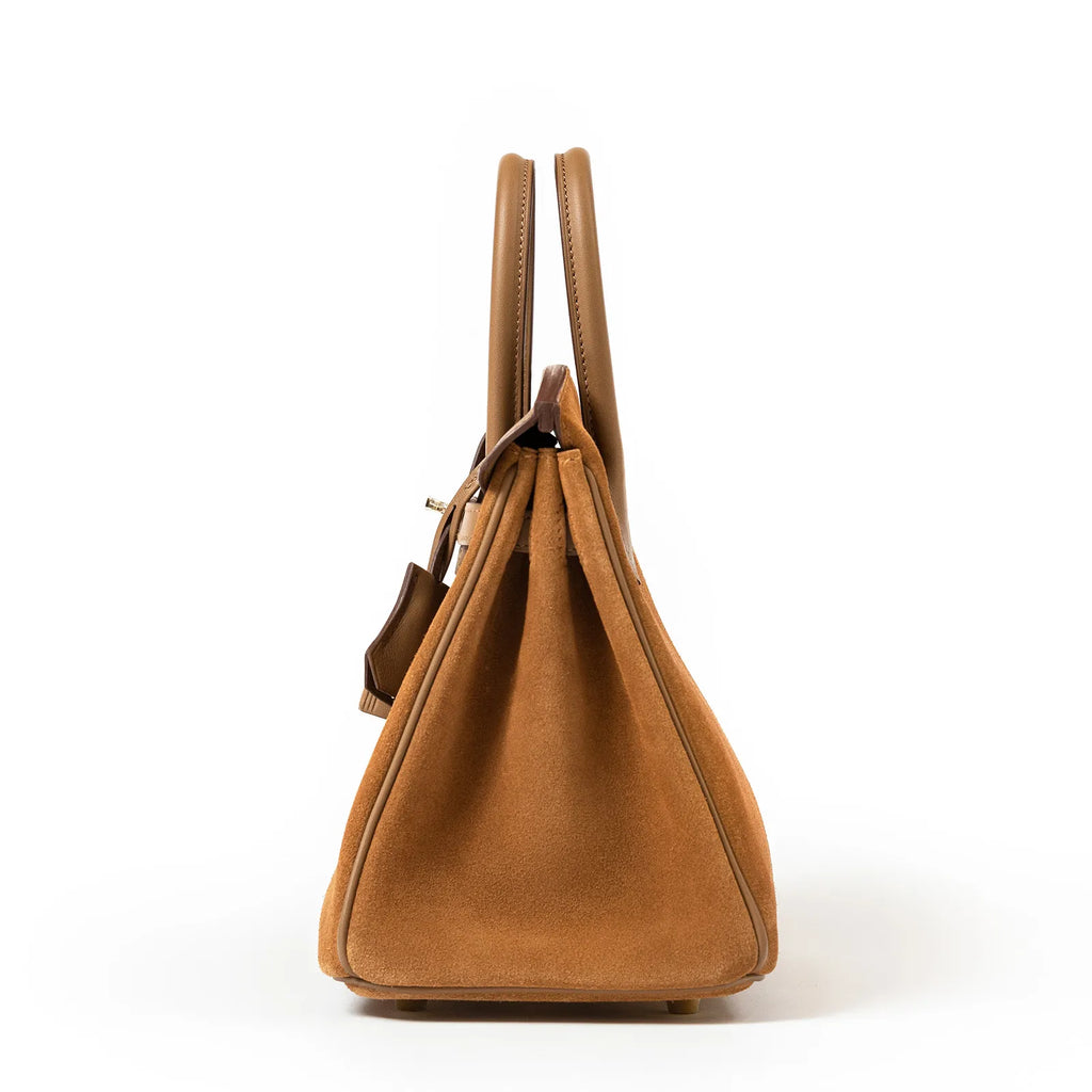 Hermès Birkin 25 Grizzly Chamois and Alezan Calf/Swift Permabrass Hardware