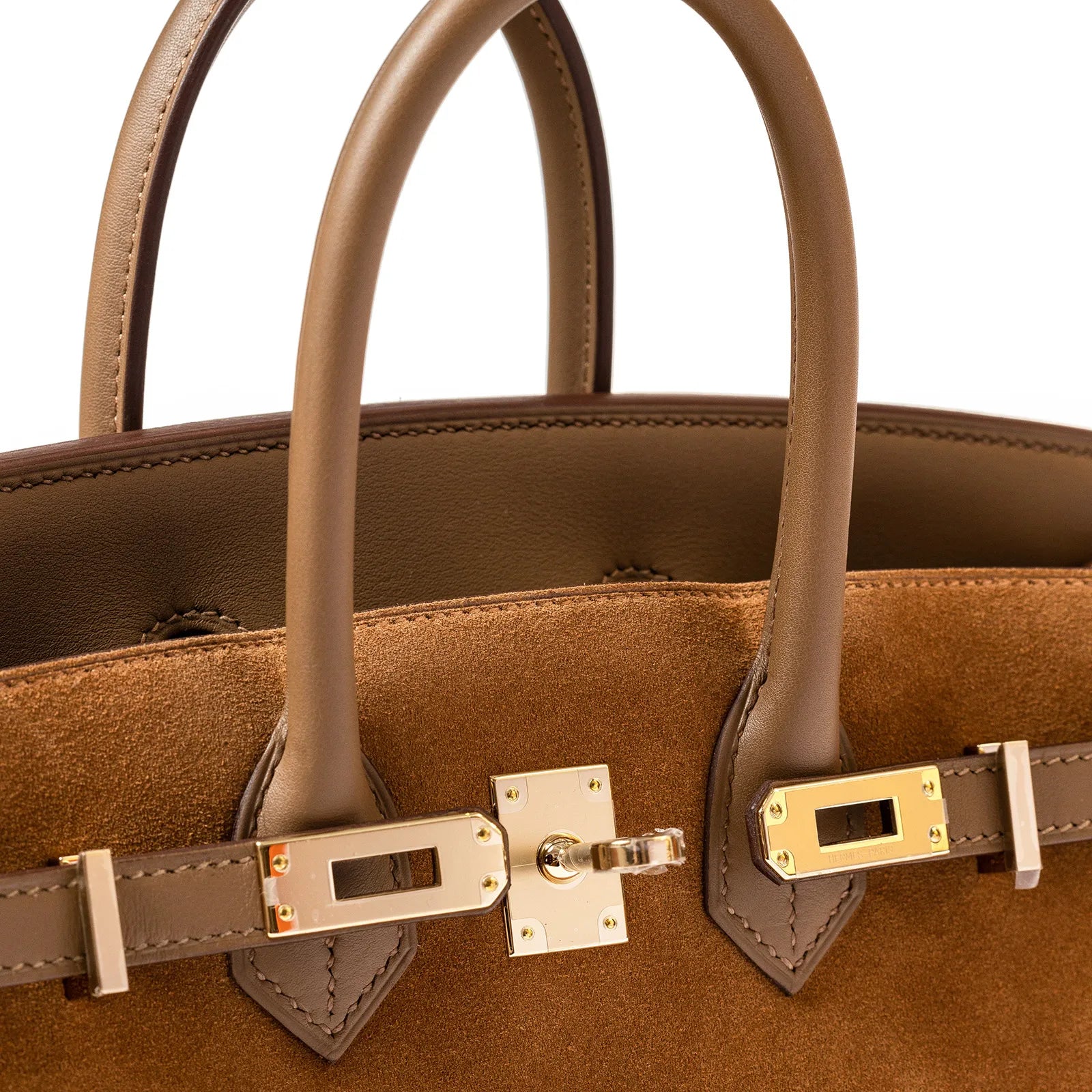 Hermès Birkin 25 Grizzly Chamois and Alezan Calf/Swift Permabrass Hardware