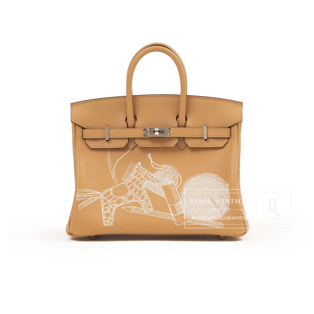 Hermès Birkin 25 In and Out Biscuit/Blanc Swift Palladium Hardware