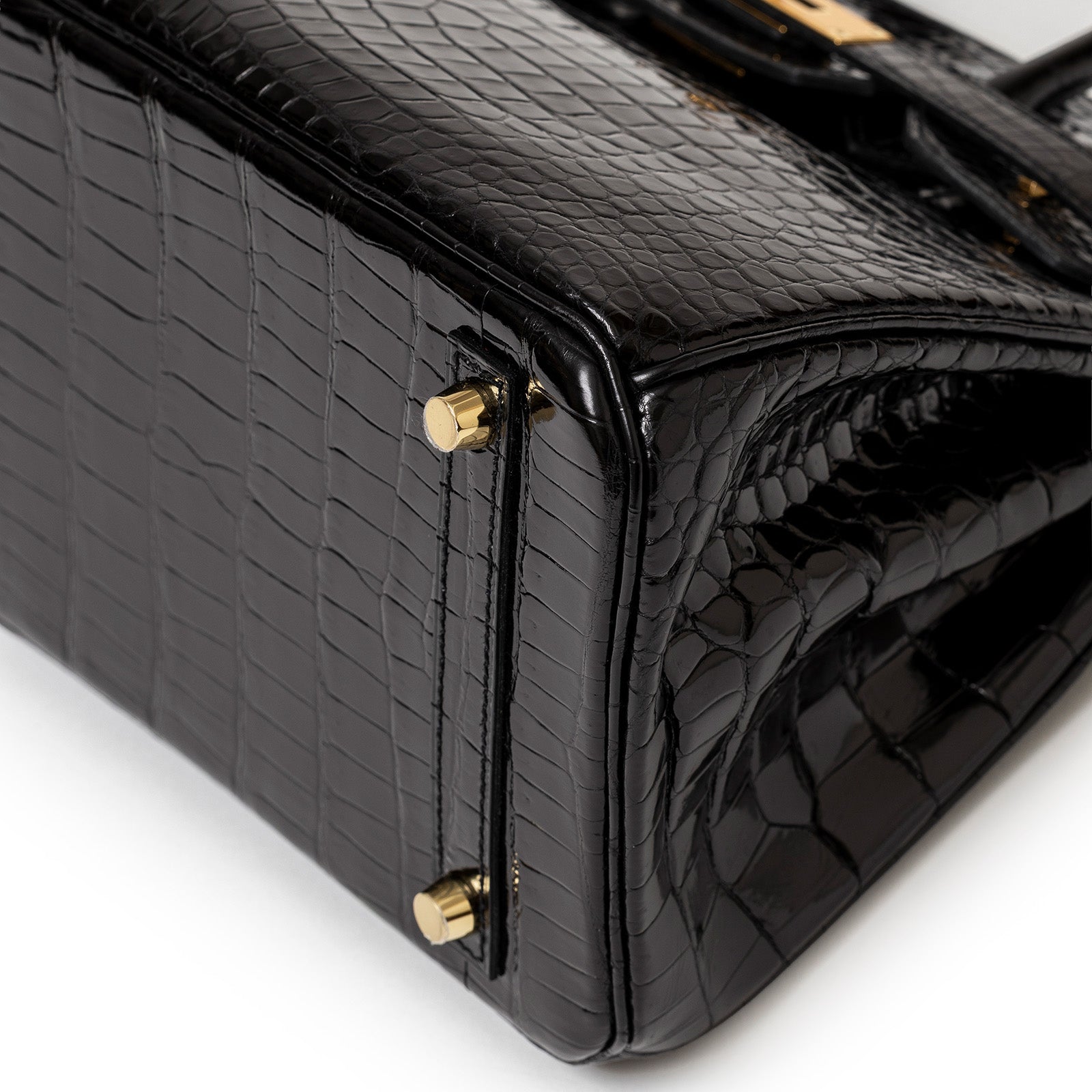 Hermès Birkin 30 Black Shiny Porosus Crocodile Gold Hardware