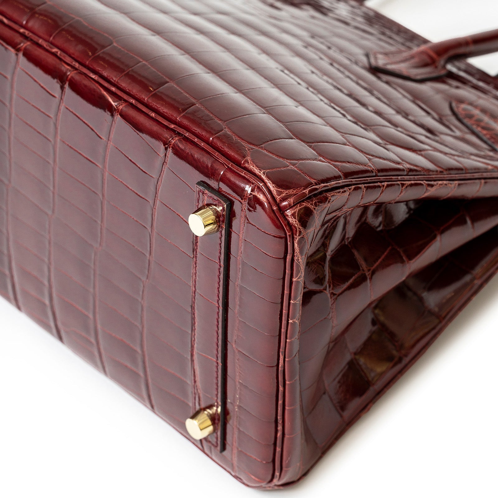 Hermès Birkin 30 Bourgogne Shiny Niloticus Crocodile Gold Hardware