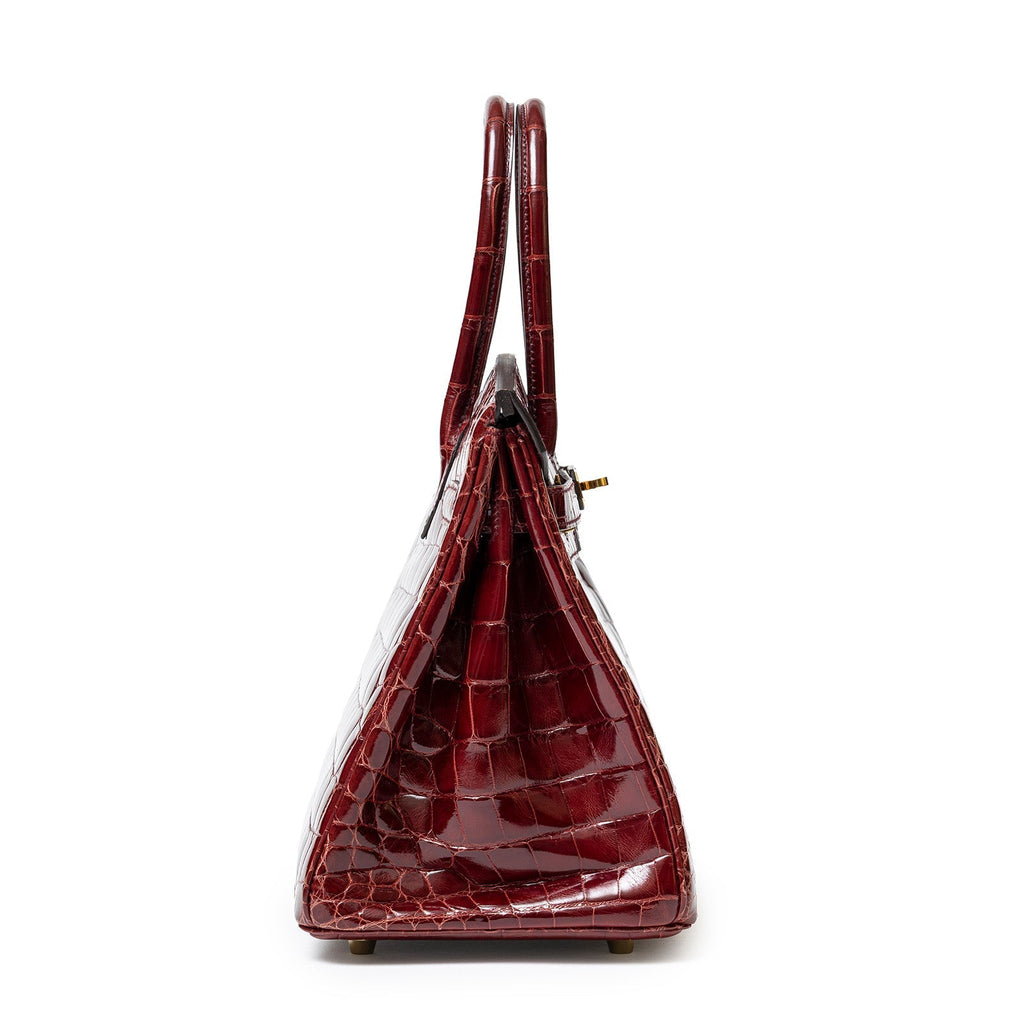 Hermès Birkin 30 Bourgogne Shiny Niloticus Crocodile Gold Hardware