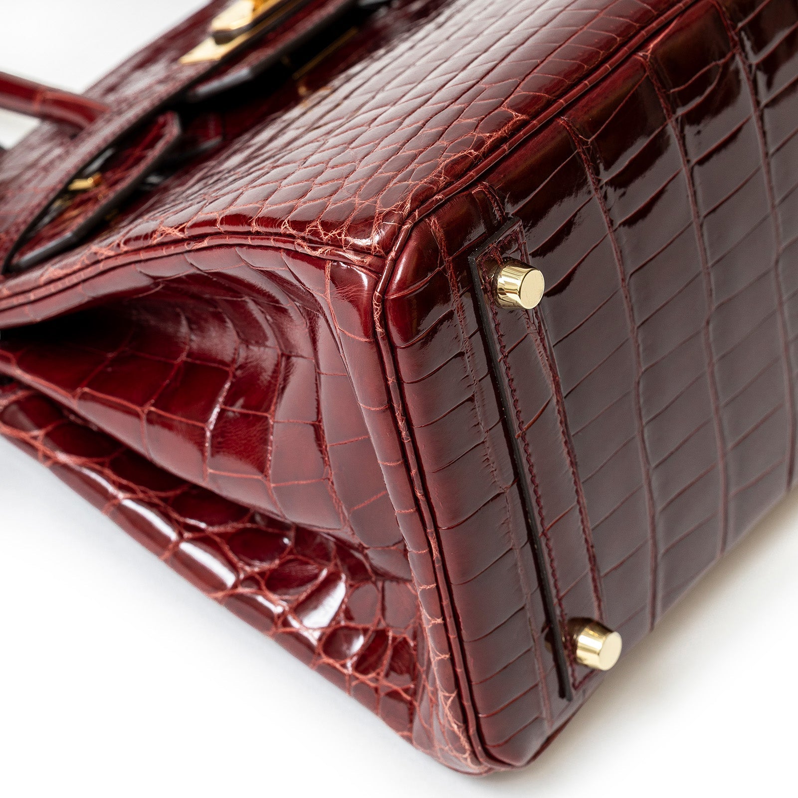 Hermès Birkin 30 Bourgogne Shiny Niloticus Crocodile Gold Hardware