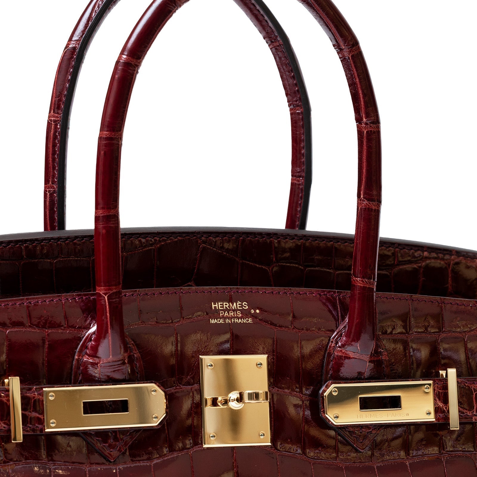 Hermès Birkin 30 Bourgogne Shiny Niloticus Crocodile Gold Hardware