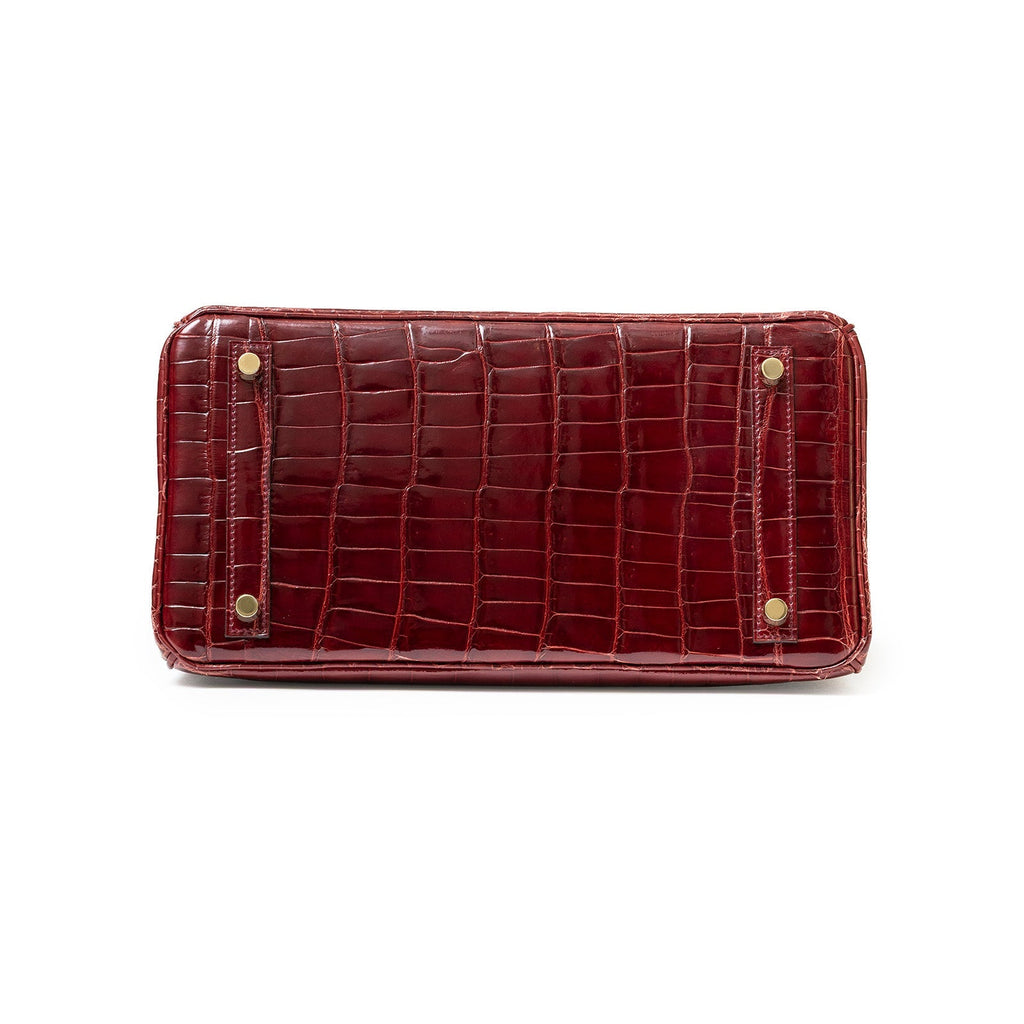 Hermès Birkin 30 Bourgogne Shiny Niloticus Crocodile Gold Hardware