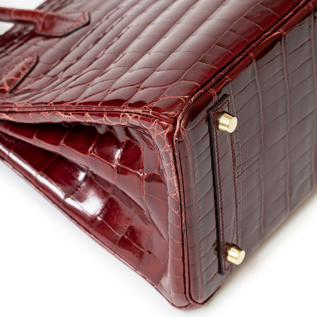 Hermès Birkin 30 Bourgogne Shiny Niloticus Crocodile Gold Hardware