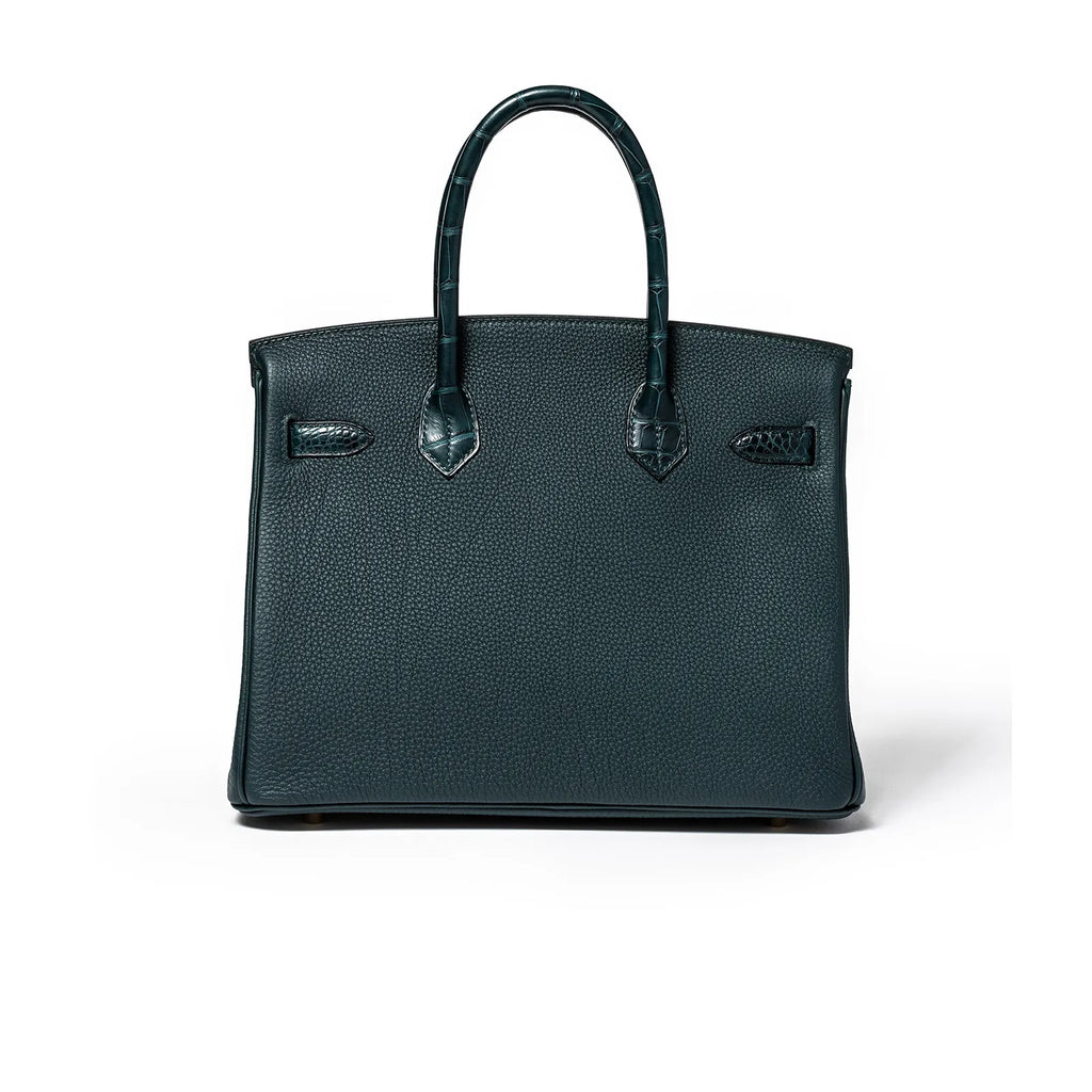 Hermès Birkin 30 Vert Cypress Togo and Matte Alligator Touch Gold Hardware