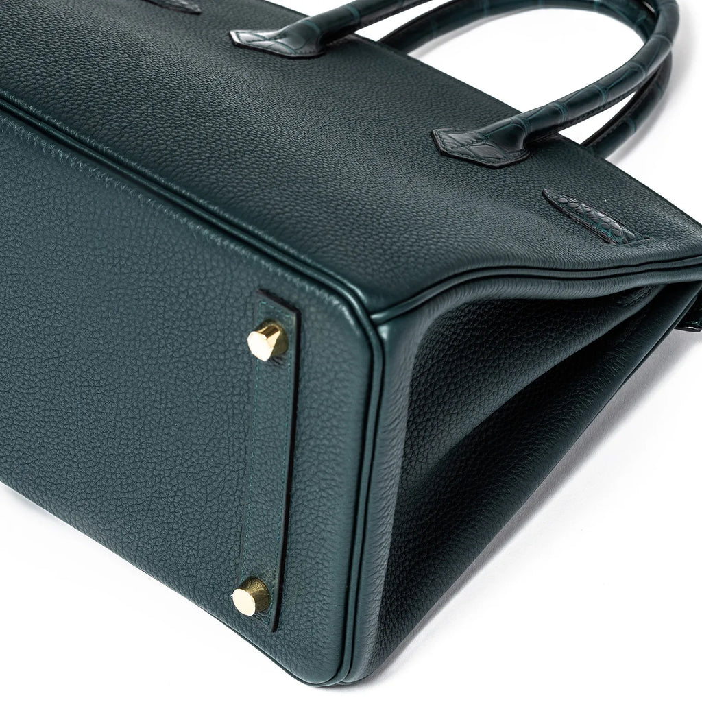 Hermès Birkin 30 Vert Cypress Togo and Matte Alligator Touch Gold Hardware