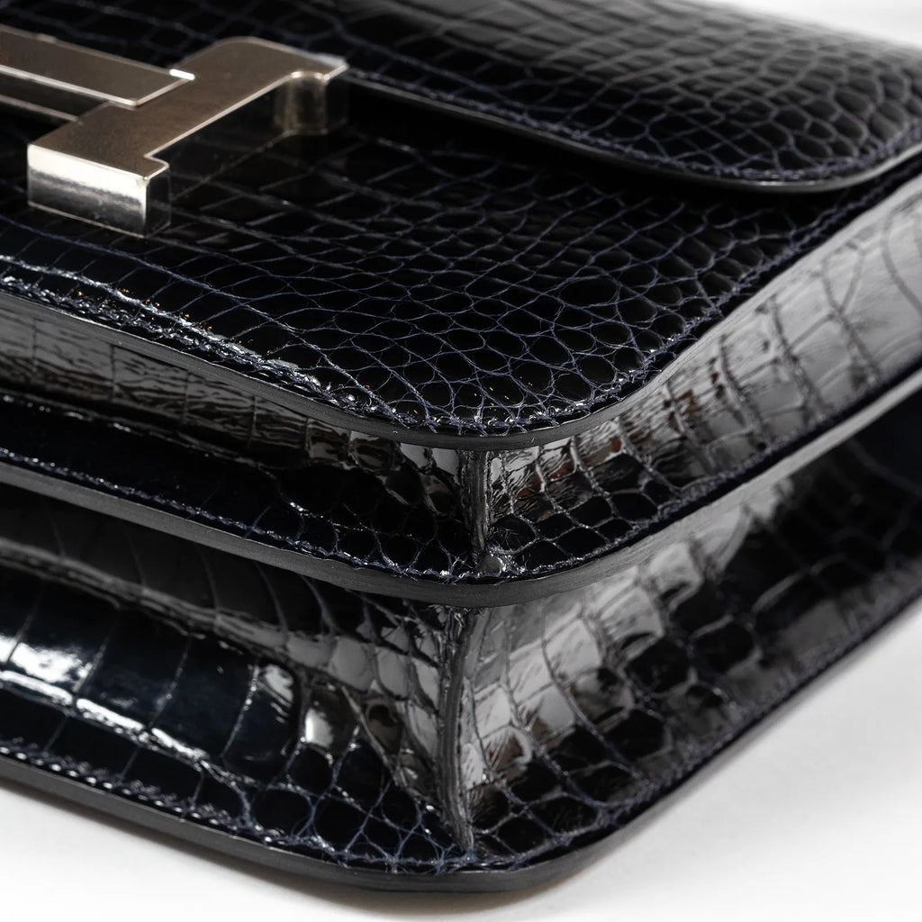 Hermès Constance 24 Blue Marine Shiny Alligator Palladium Hardware