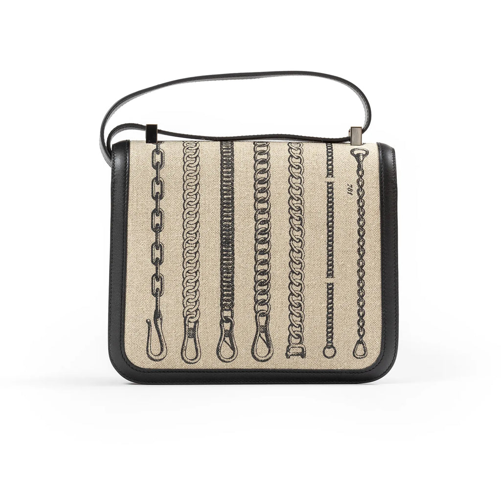 Hermès Constance 24 De Camp Dechaine Toile Black Swift Palladium Hardware