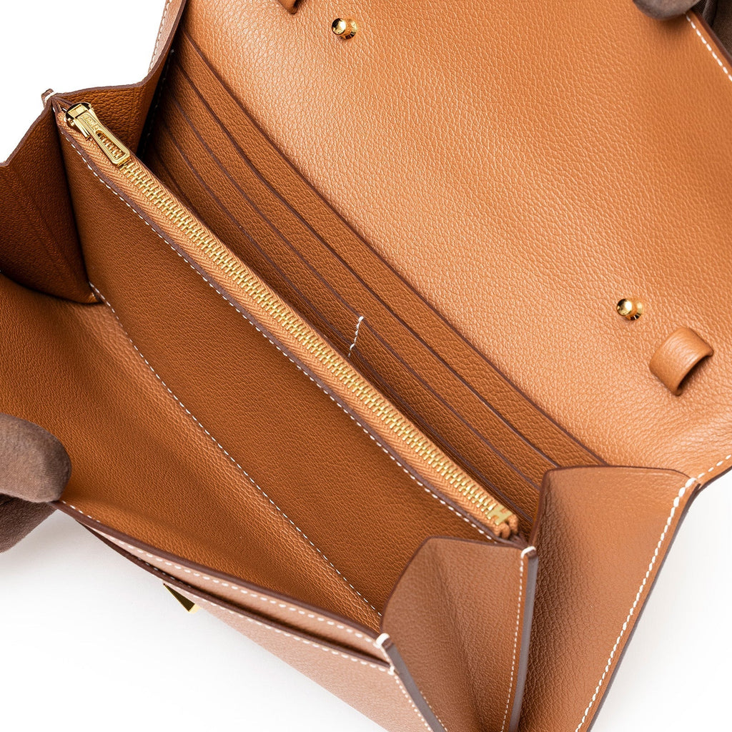 Hermès Constance To Go Wallet Gold Evercolor Gold Hardware