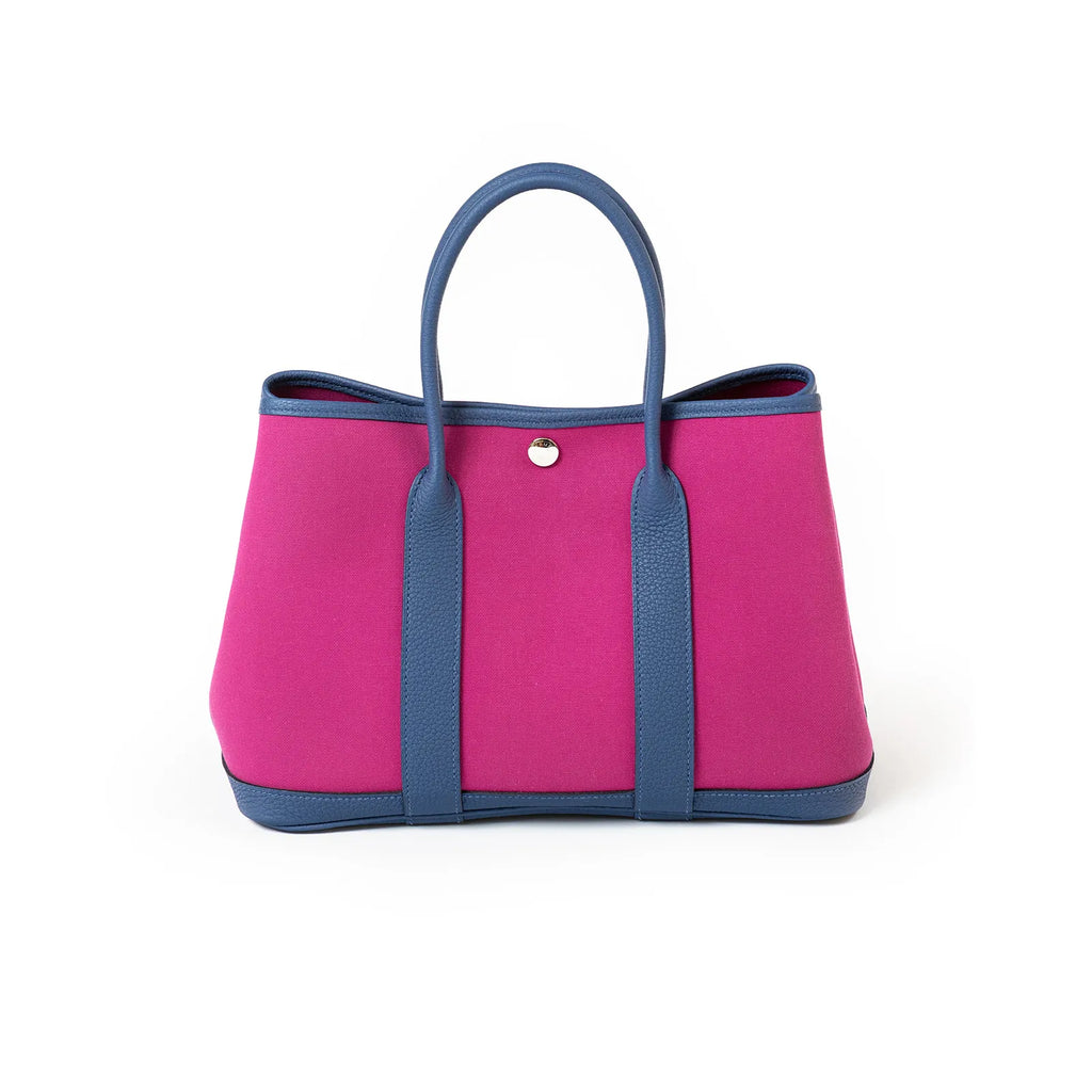 Hermès Garden Party 30 Magnolia/Blue Brighton Canvas Palladium Hardware