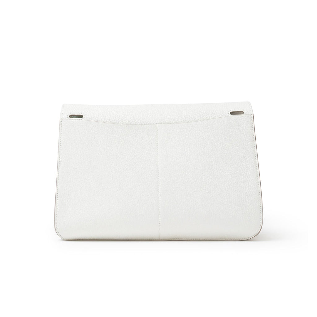 Hermès Halzan 31 White Clemence Palladium Hardware