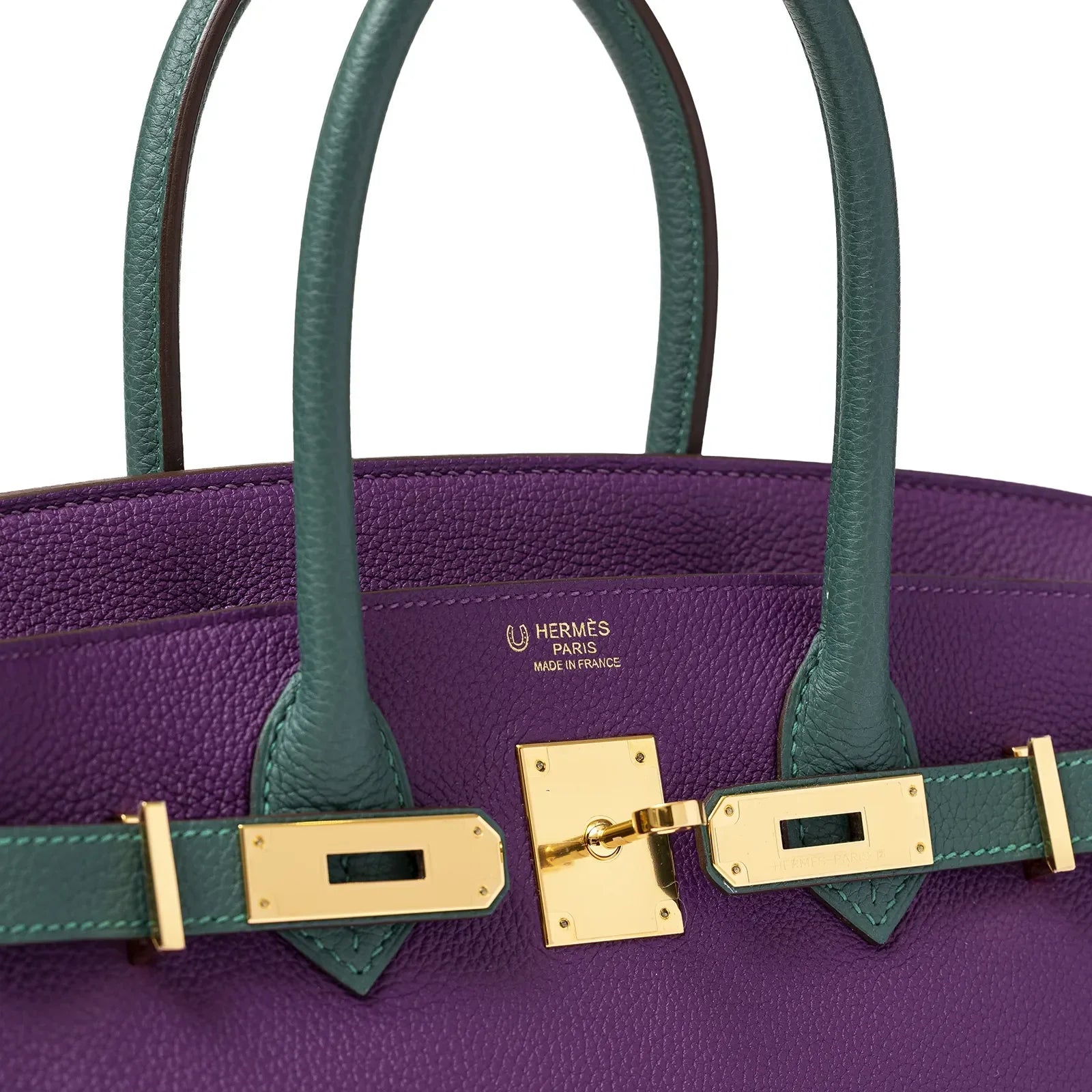 Hermès Special Order HSS Horseshoe Birkin 30 Anemone/Malachite Togo Gold Hardware