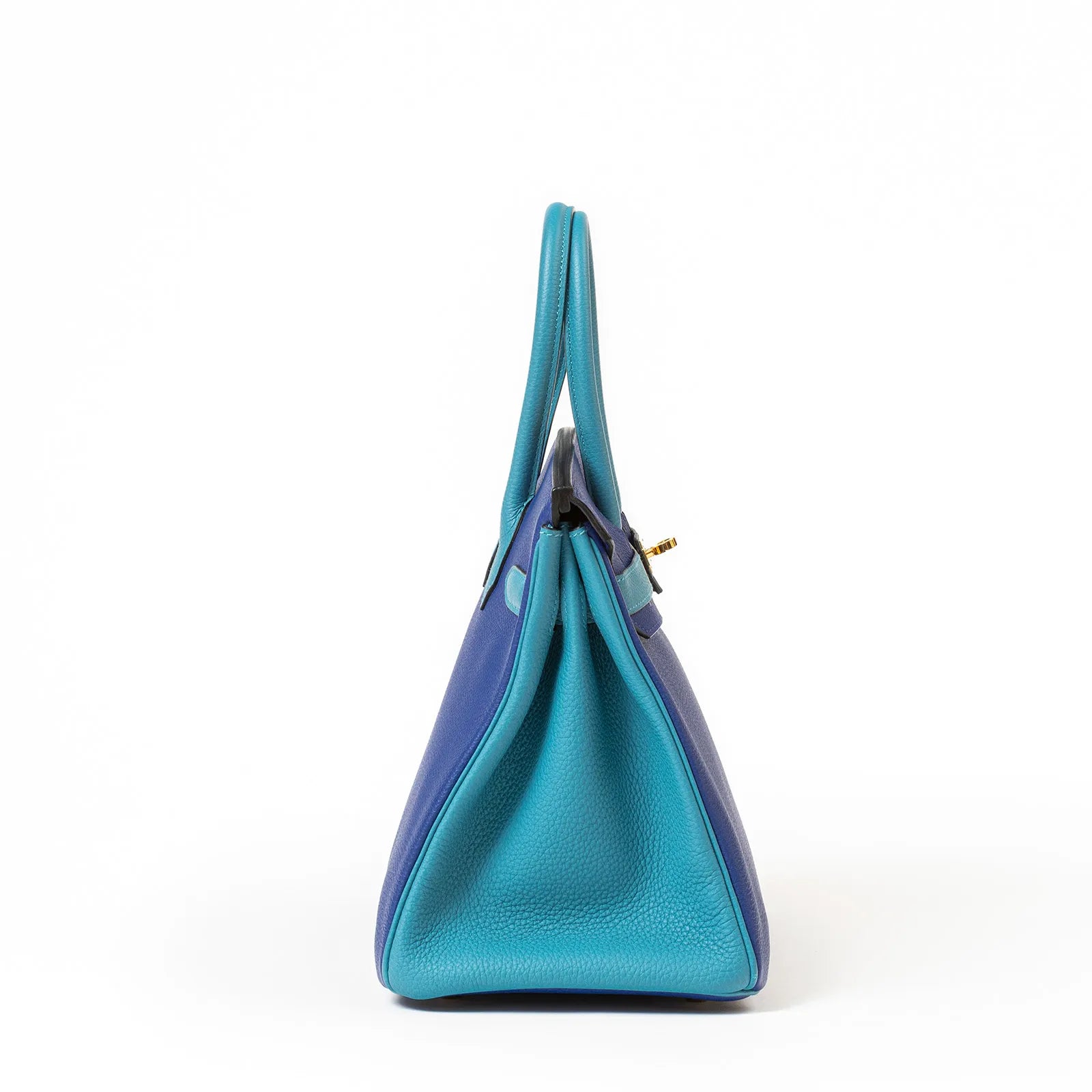 Hermès Special Order HSS Horseshoe Birkin 30 Blue Electric and Blue Turquoise Togo Gold Hardware