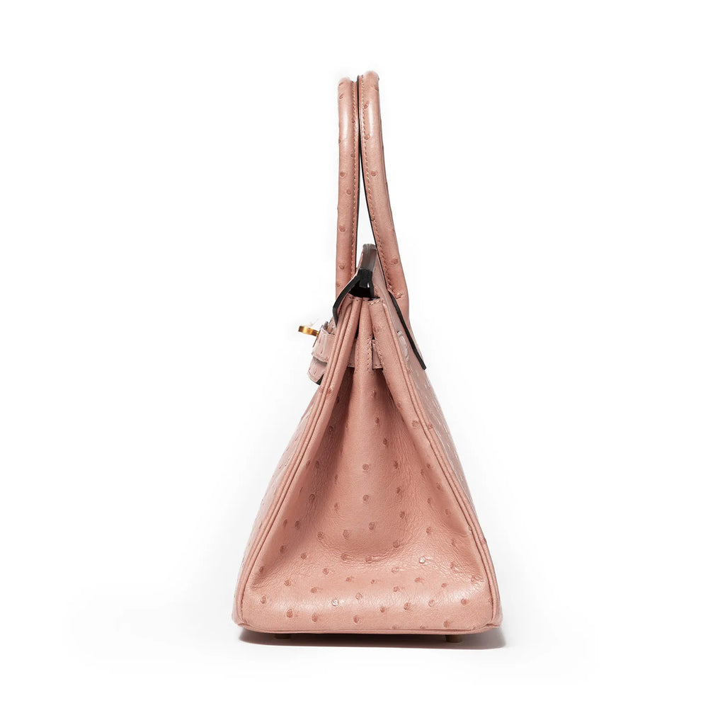 Hermès Special Order HSS Horseshoe Birkin 30 Terre Cuite/Gris Ostrich Brushed Gold Hardware
