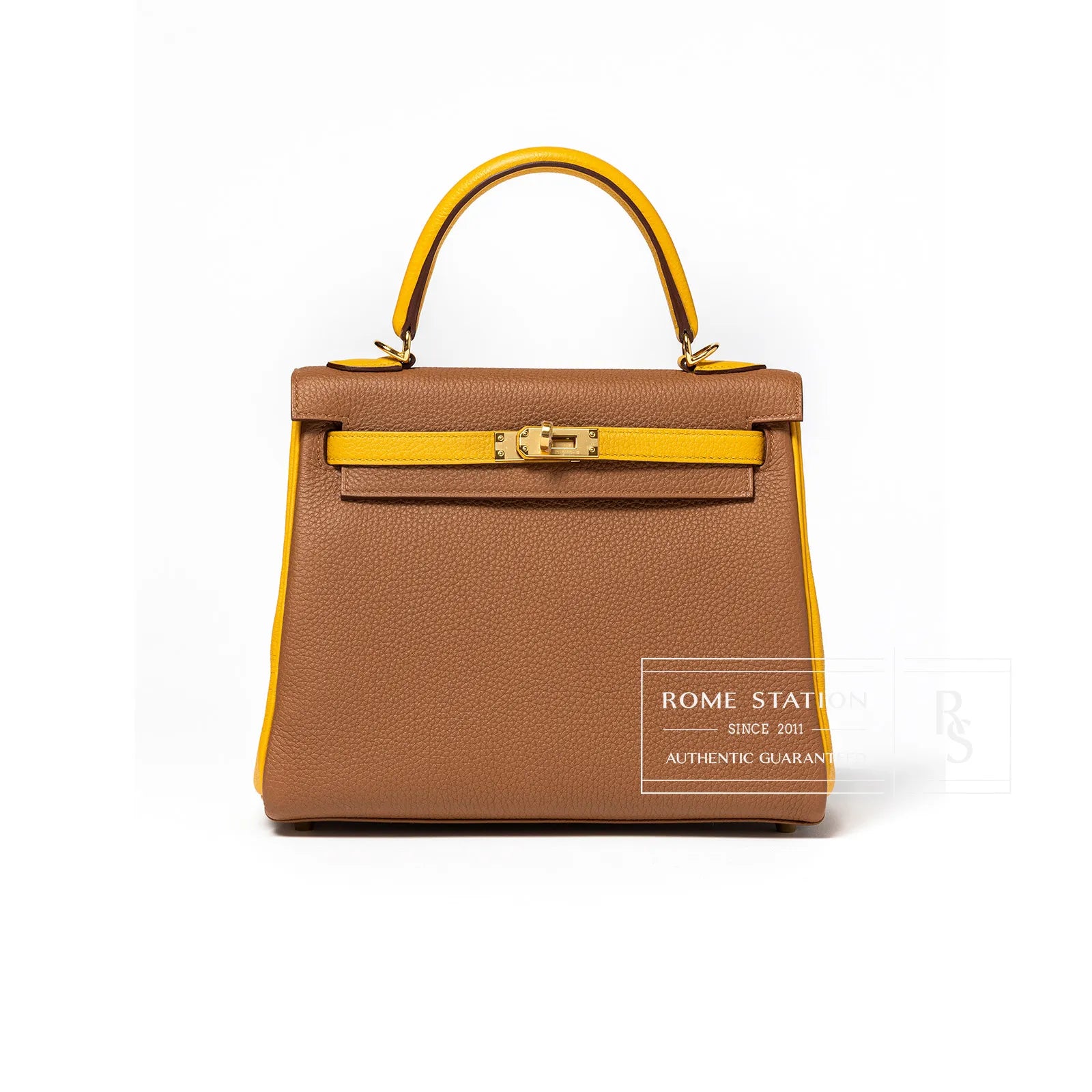 Hermès Special Order HSS Horseshoe Kelly 25 Gold/Jaune Ambre Togo Gold Hardware