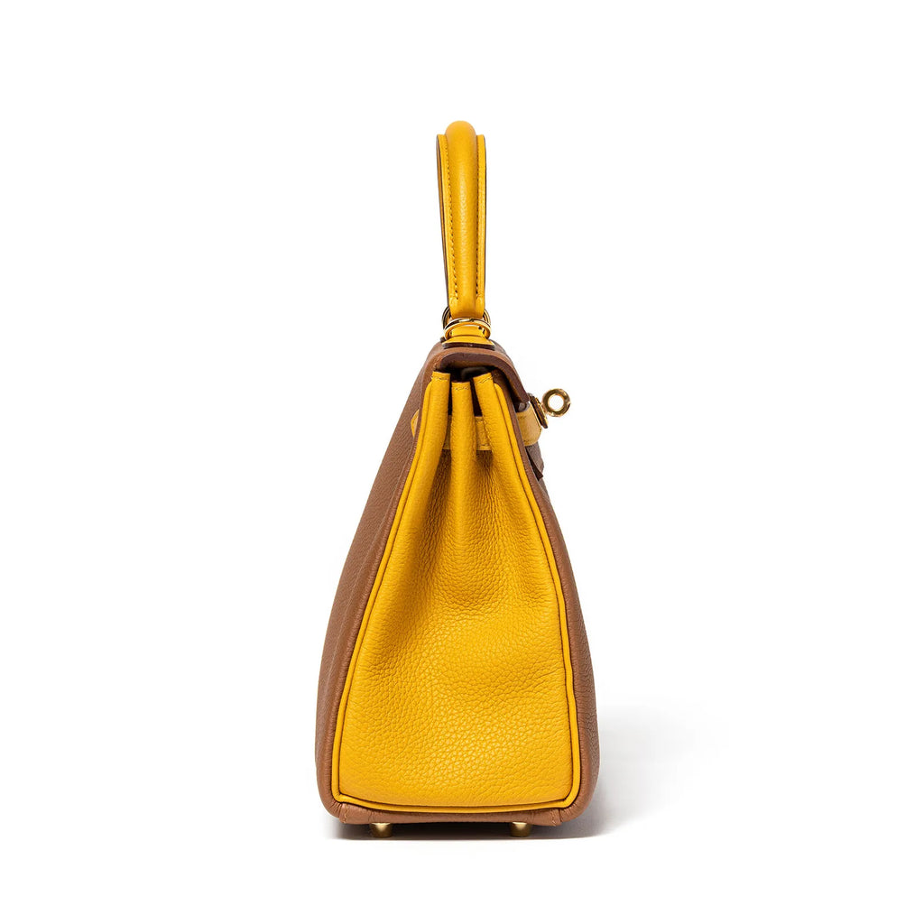 Hermès Special Order HSS Horseshoe Kelly 25 Gold/Jaune Ambre Togo Gold Hardware