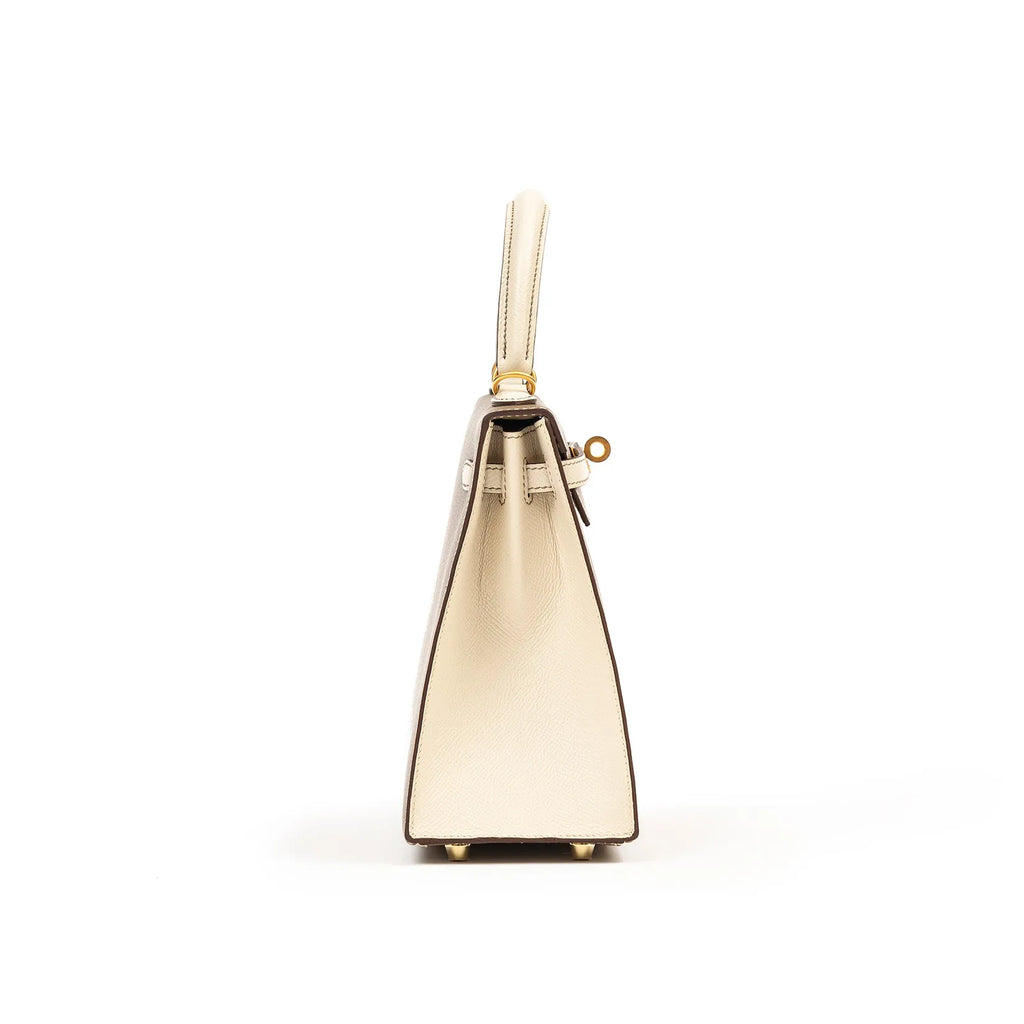 Hermès Special Order HSS Horseshoe Kelly 25 Sellier Etoupe/Craie Epsom Brushed Gold Hardware