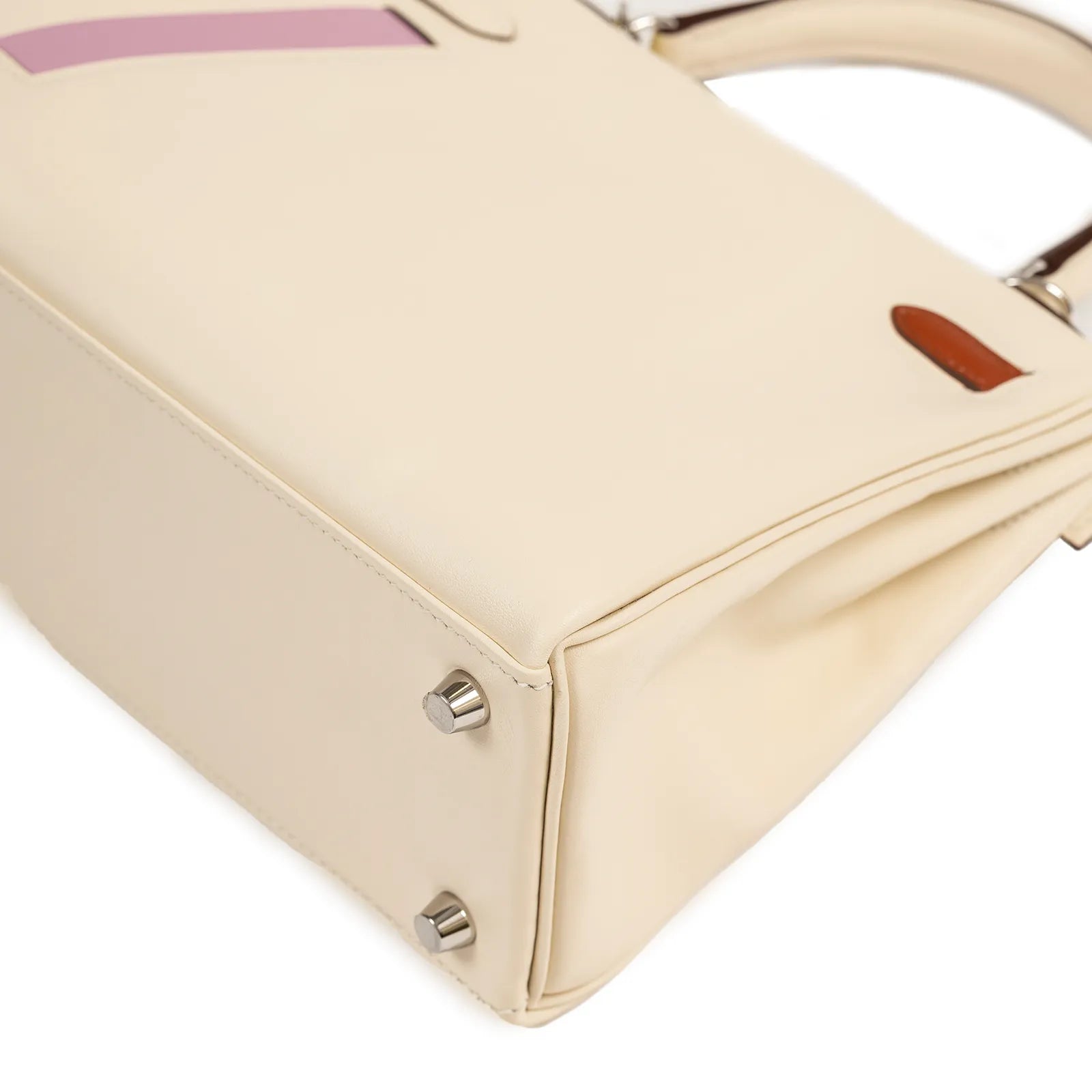 Hermès Kelly 25 Colormatic Nata/Cuivre/Lime/Mauve Sylvestre/Blue Brume Swift Palladium Hardware