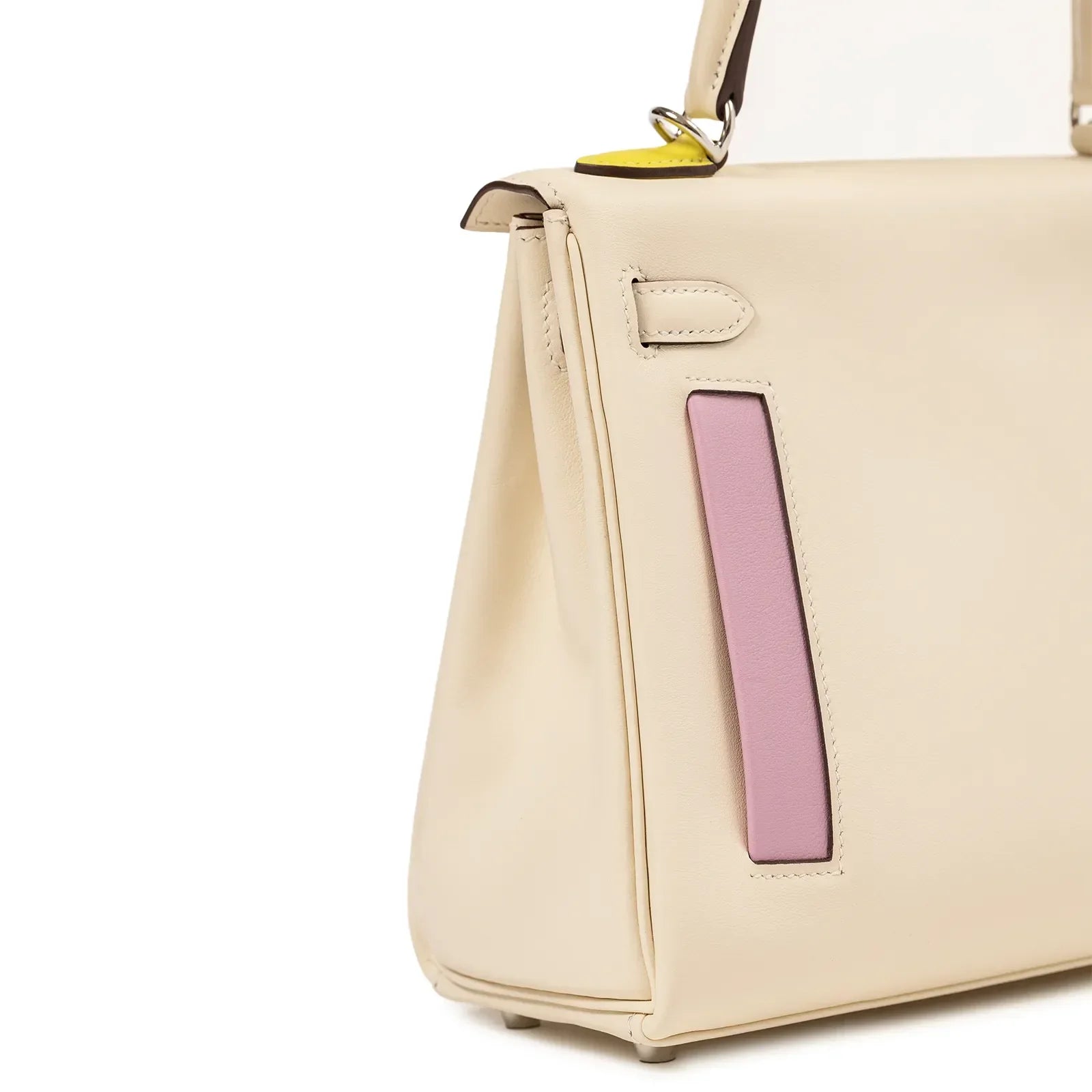 Hermès Kelly 25 Colormatic Nata/Cuivre/Lime/Mauve Sylvestre/Blue Brume Swift Palladium Hardware