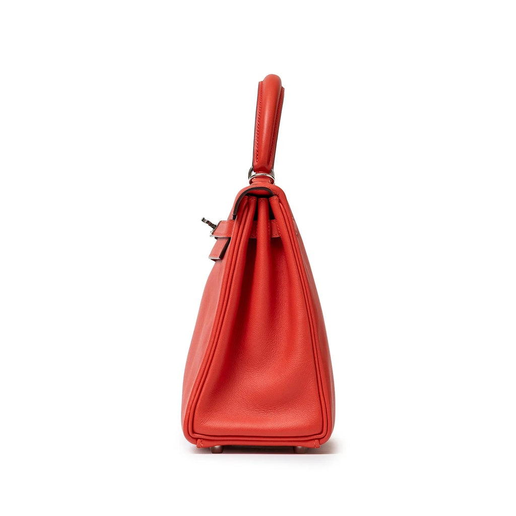 Hermès Kelly 25 Retourne Rouge Swift Palladium Hardware