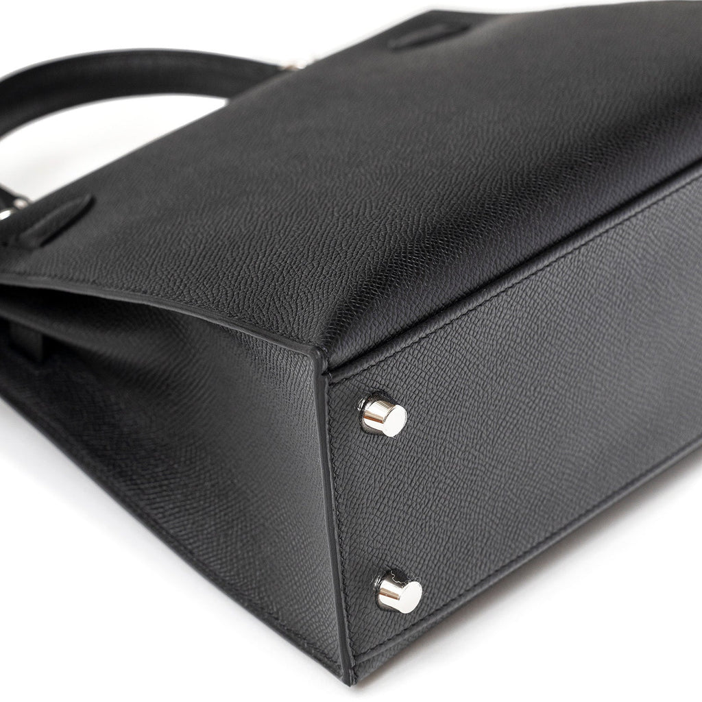 Hermès Kelly 25 Sellier Black Epsom Palladium Hardware