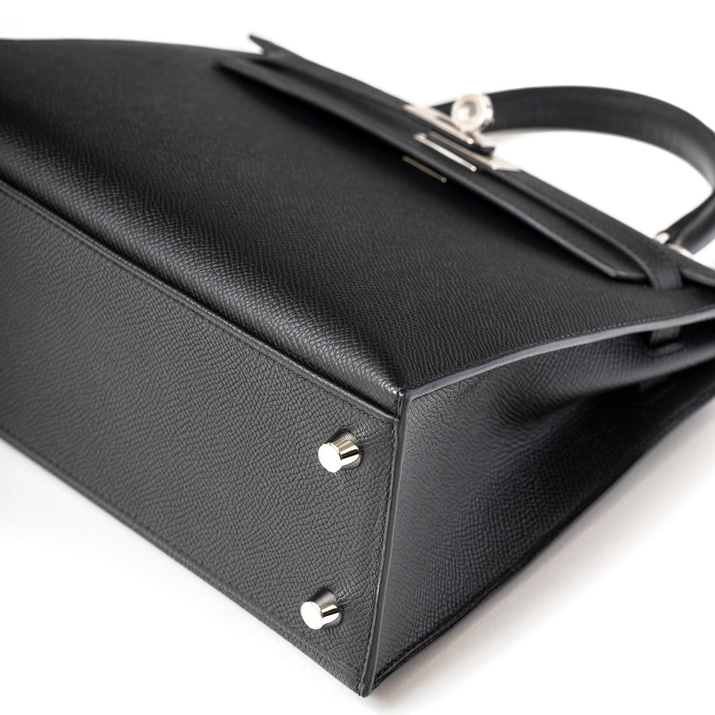 Hermès Kelly 25 Sellier Black Epsom Palladium Hardware