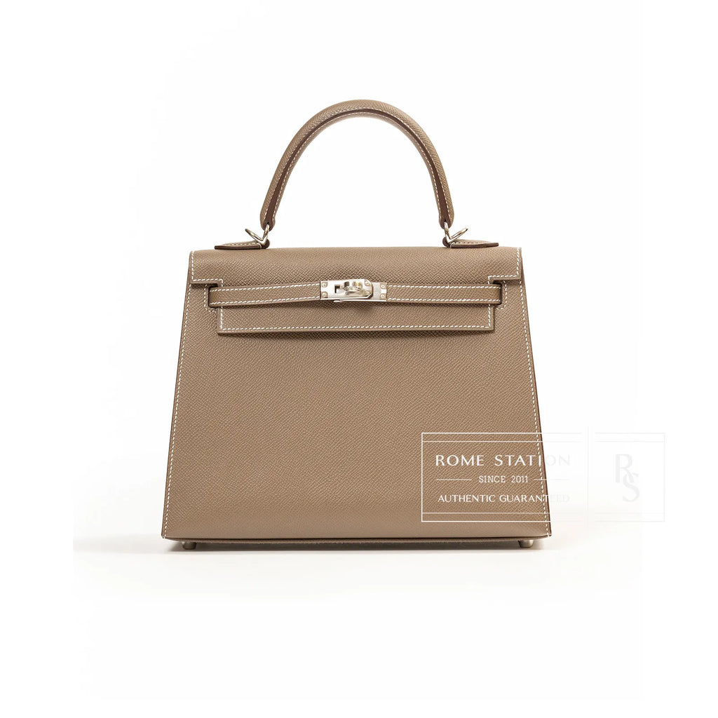 Hermès Kelly 25 Sellier Etoupe Epsom Palladium Hardware