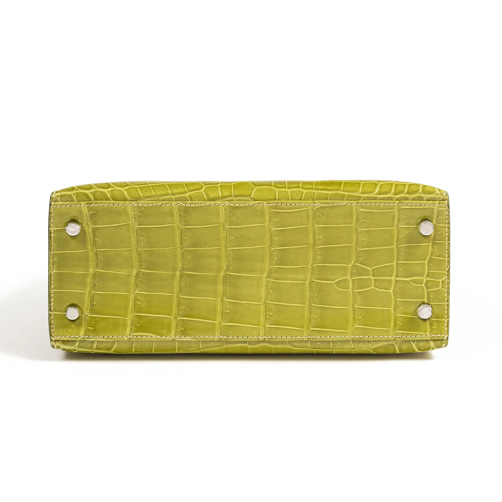 Hermès Kelly 25 Sellier Vert Anis Shiny Niloticus Crocodile Palladium Hardware