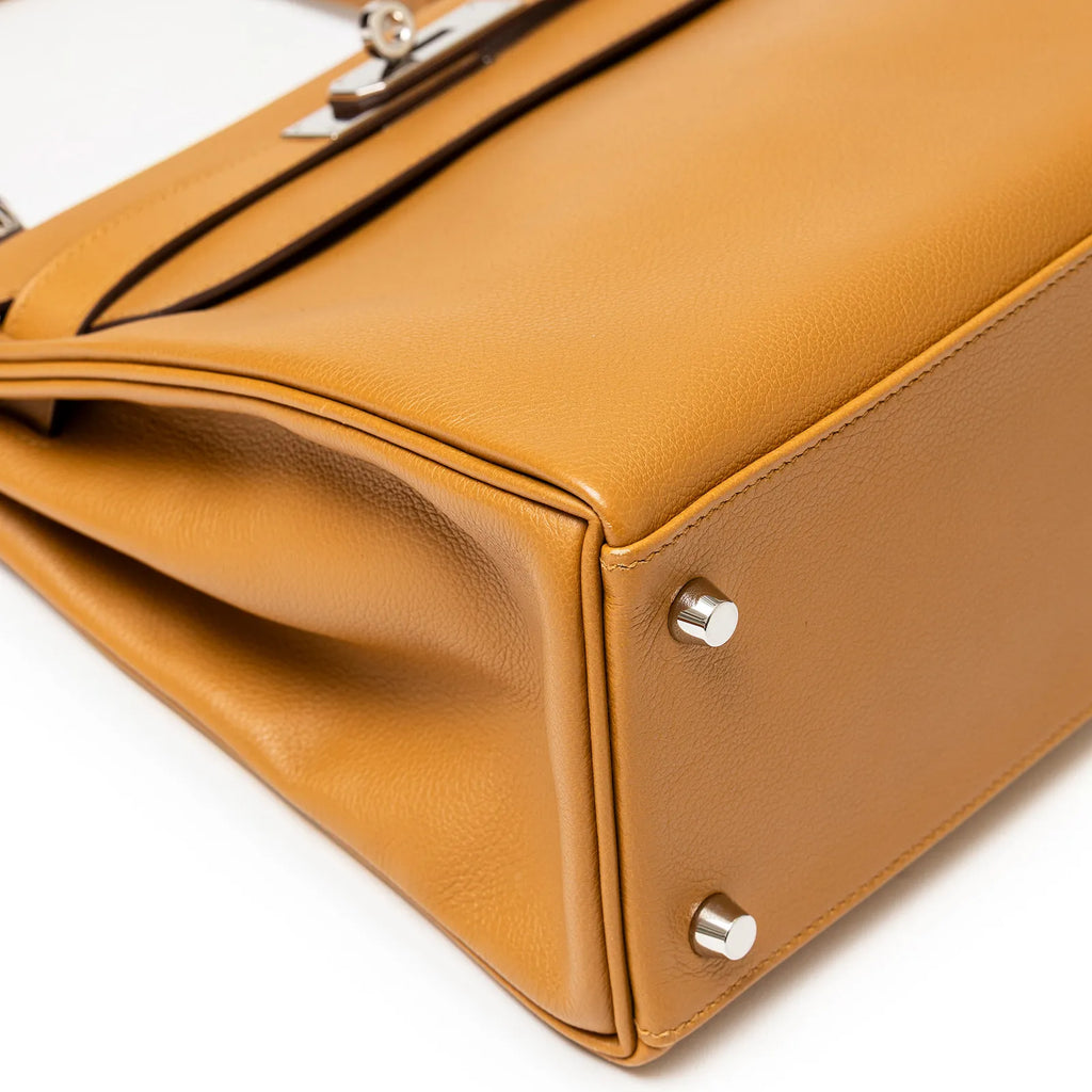 Hermès Kelly 28  Retourne Caramel/Rose D'Ete Evercolor Palladium Hardware