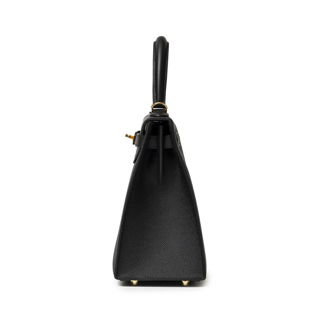 Hermès Kelly 28 Sellier Black Epsom Gold Hardware