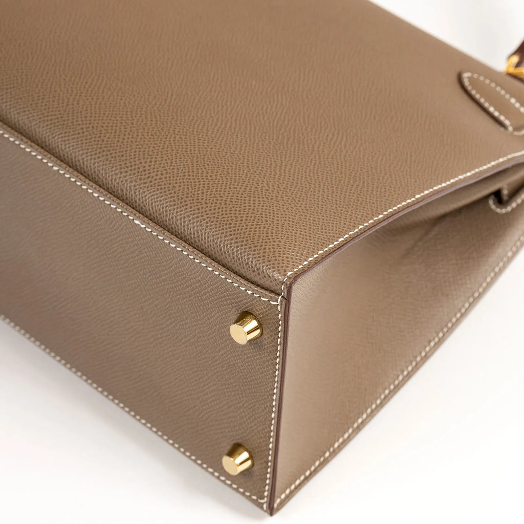 Hermès Kelly 28 Sellier Etoupe Epsom Gold Hardware