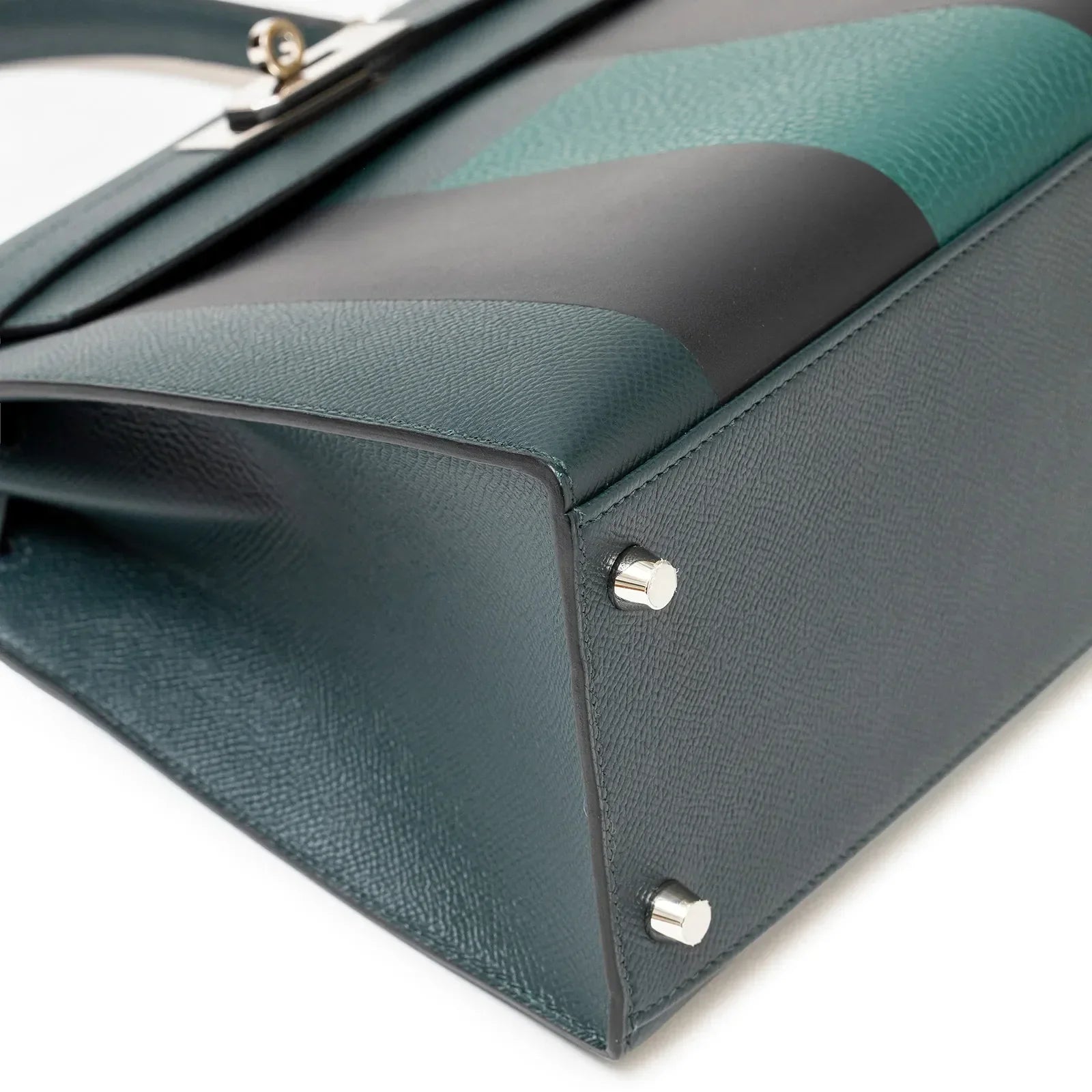 Hermès Kelly 28 Sellier Letter H Vert Cypress/Blue Obscur/Malachite Veau Epsom Palladium Hardware