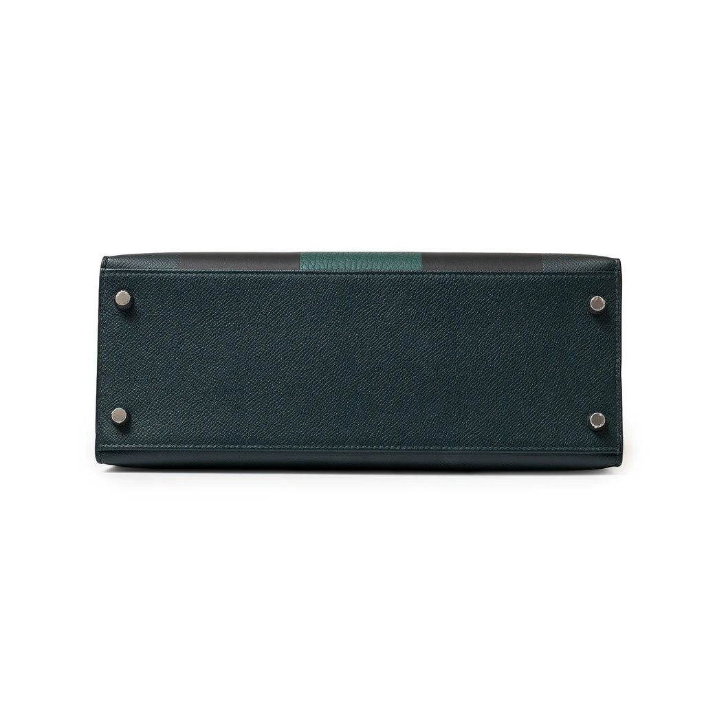 Hermès Kelly 28 Sellier Letter H Vert Cypress/Blue Obscur/Malachite Veau Epsom Palladium Hardware